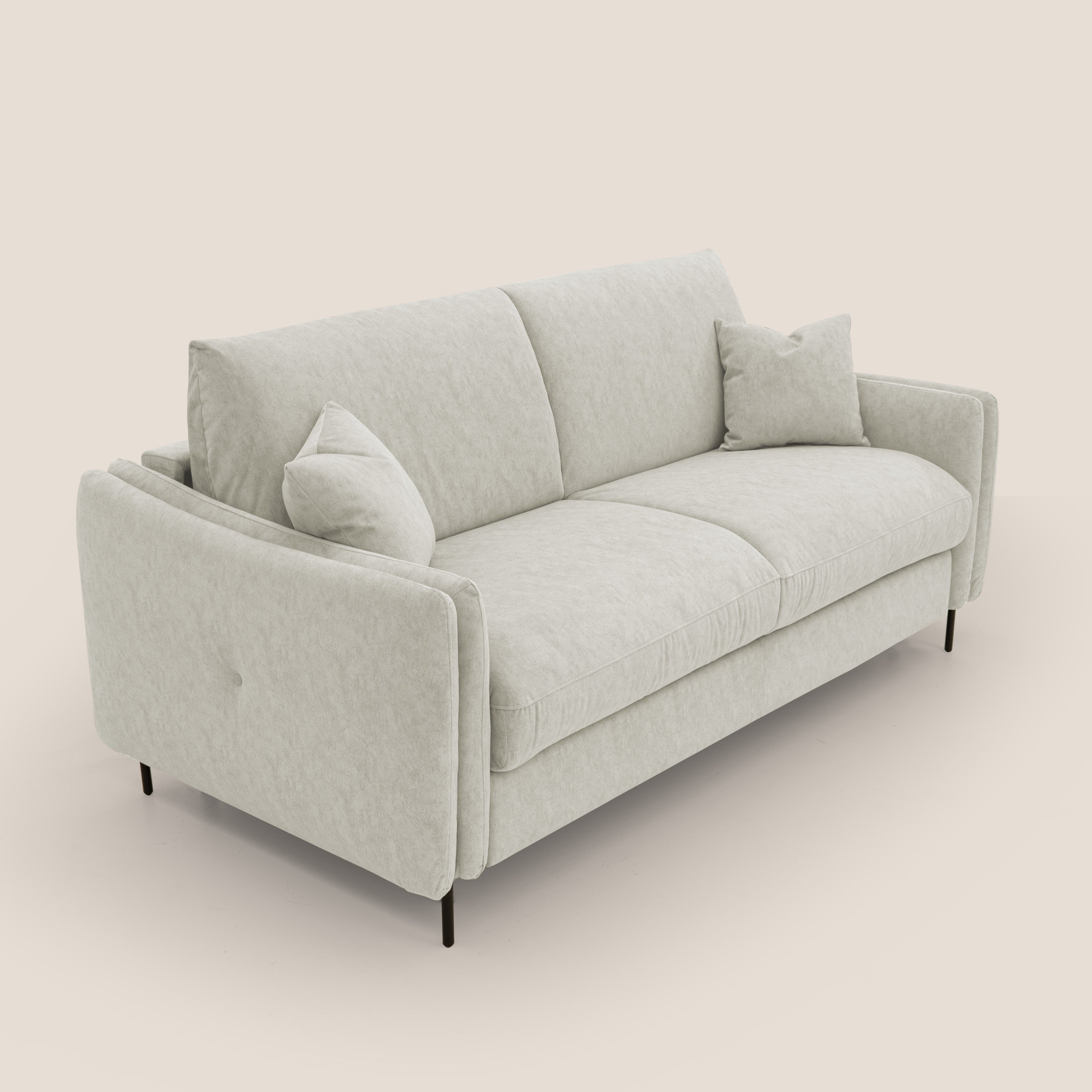 Gregory Divano letto con materasso h18 cm in microfibra effetto velluto impermeabile T09 panna - divani.store