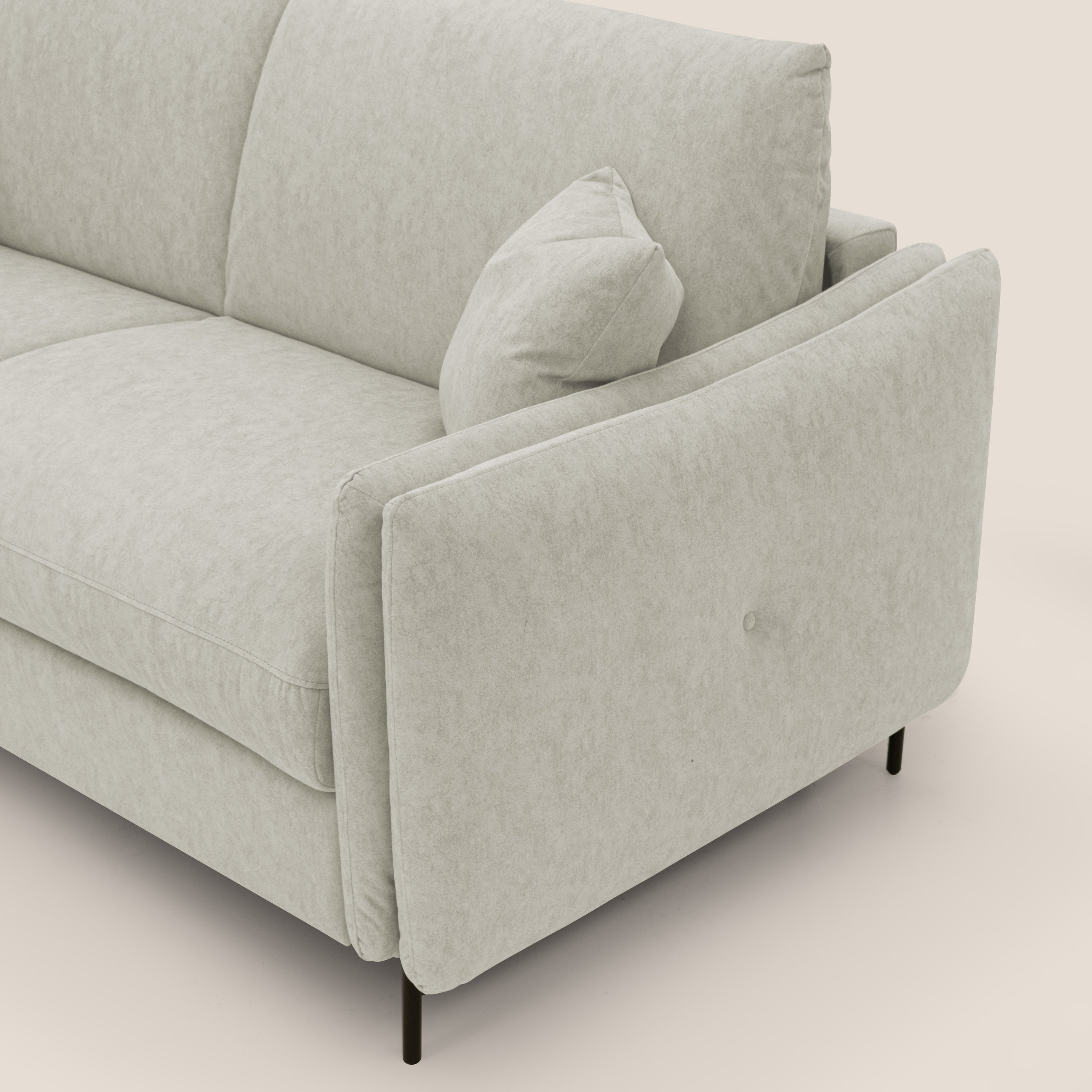 Gregory Divano letto con materasso h18 cm in microfibra effetto velluto impermeabile T09 panna - divani.store