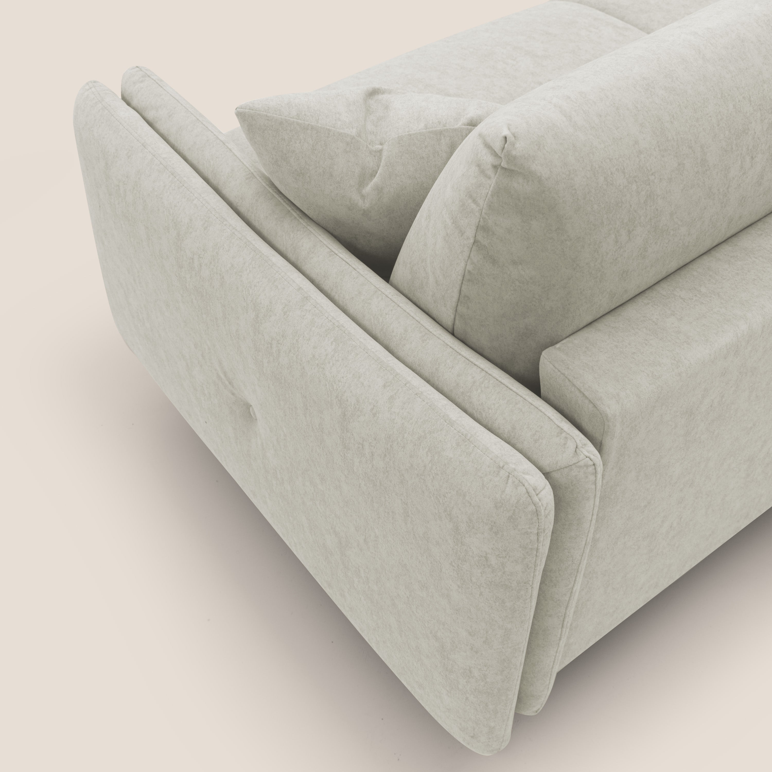 Gregory Divano letto con materasso h18 cm in microfibra effetto velluto impermeabile T09 panna - divani.store