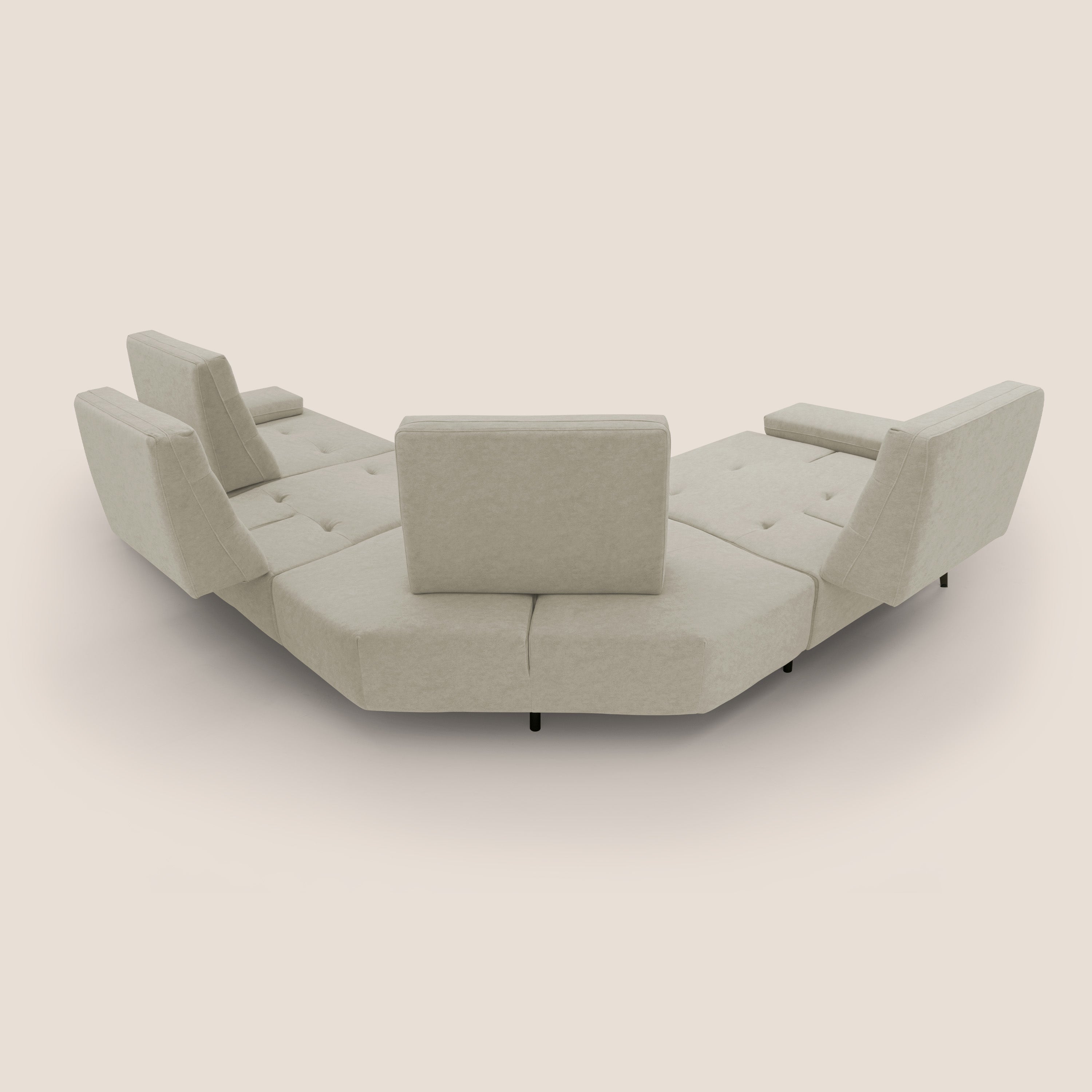 Lugano Divano angolare con schienali traslanti in microfibra effetto velluto T09 panna - divani.store