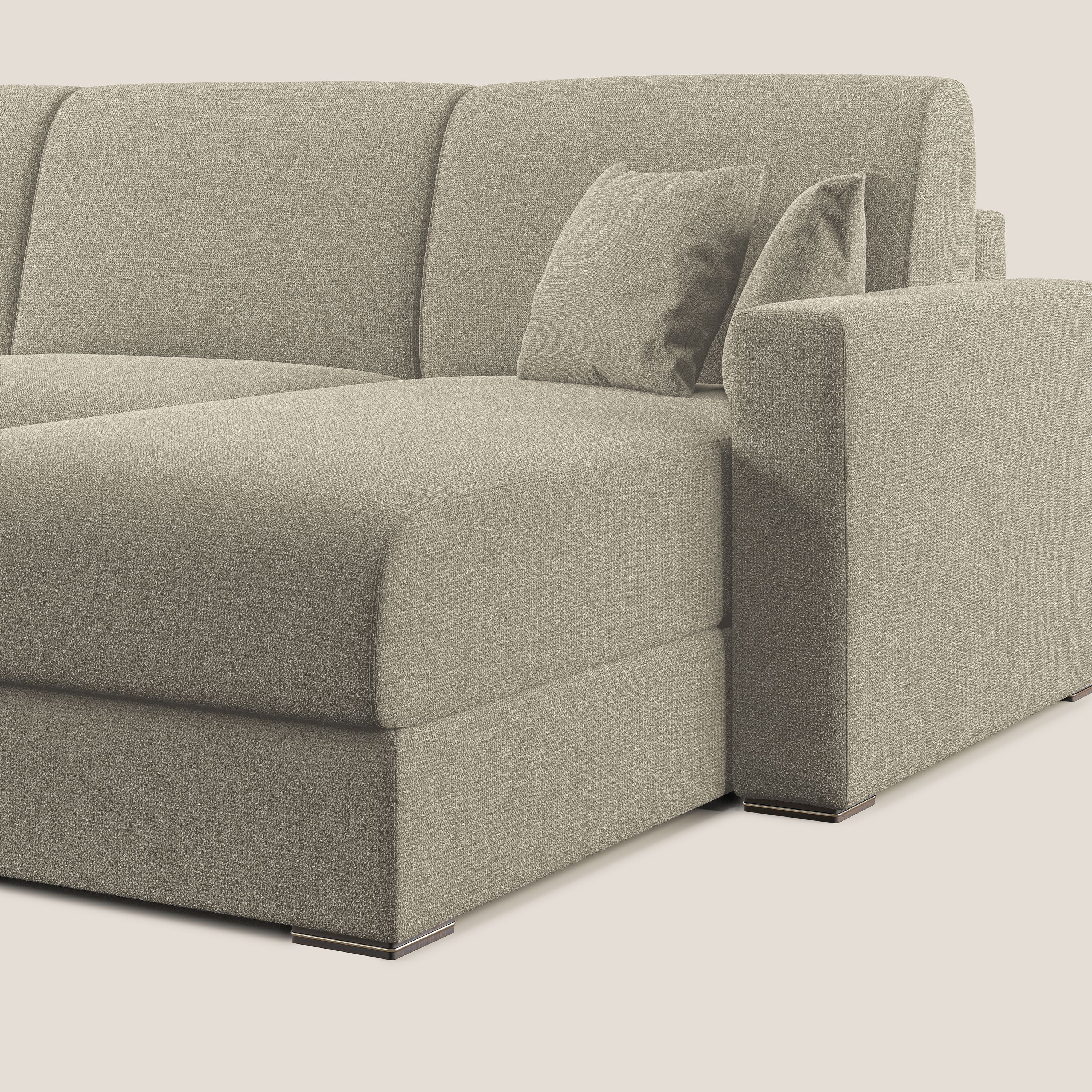 Best Divano letto angolare con penisola in tessuto smacchiabile QuickClean T08 panna - divani.store