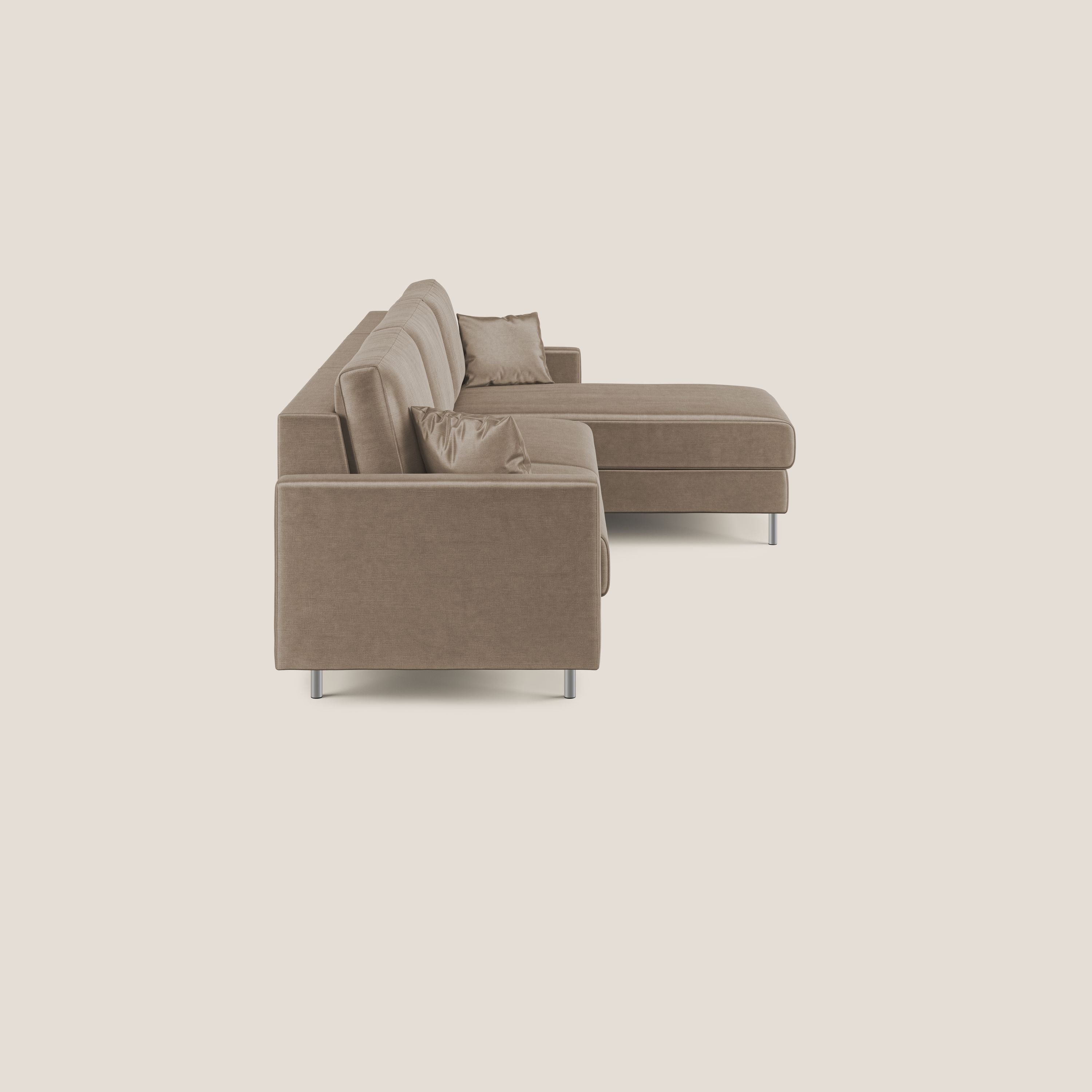 Andromeda divano letto angolare in velluto morbido impermeabile T01 marrone - divani.store