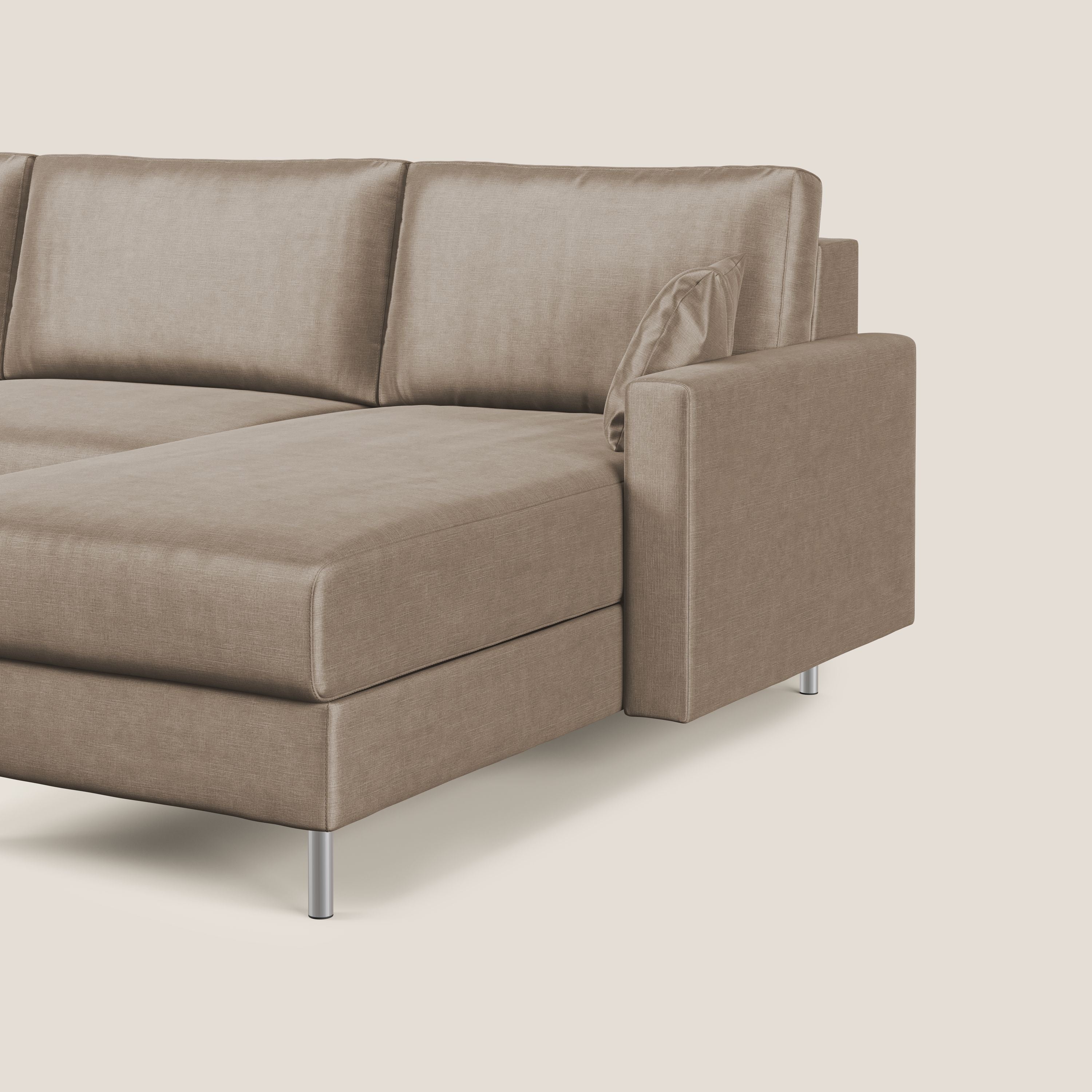 Andromeda divano letto angolare in velluto morbido impermeabile T01 marrone - divani.store