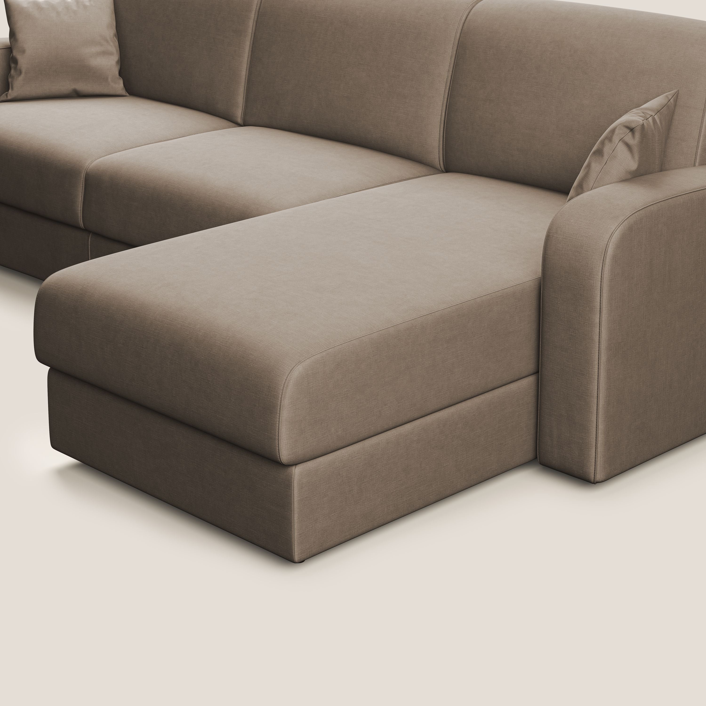 Lebron Divano letto angolare con penisola in velluto morbido T01 marrone - divani.store