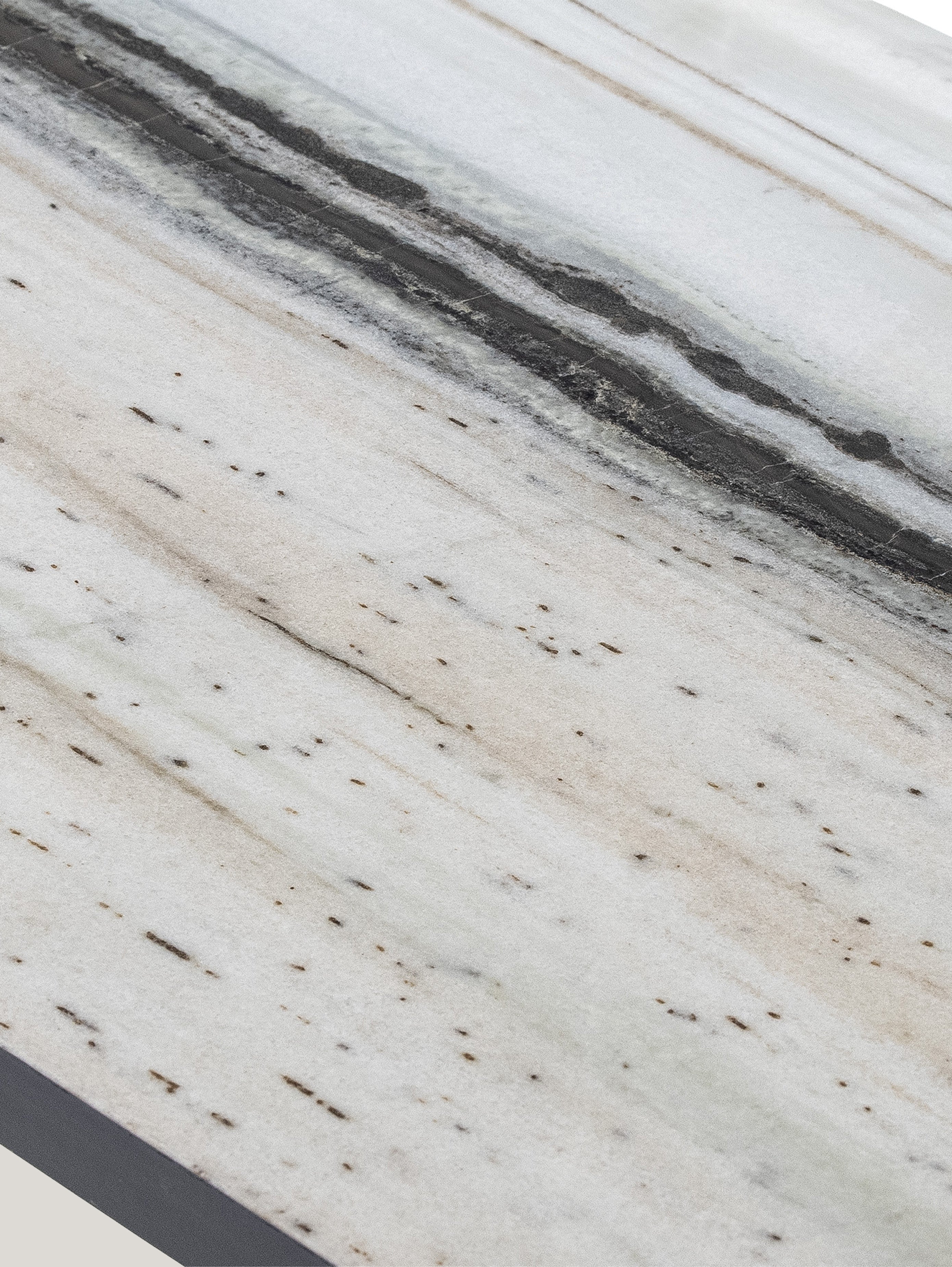 Ines tavolino rettangolare in marmo bianco venato con struttura antracite - divani.store