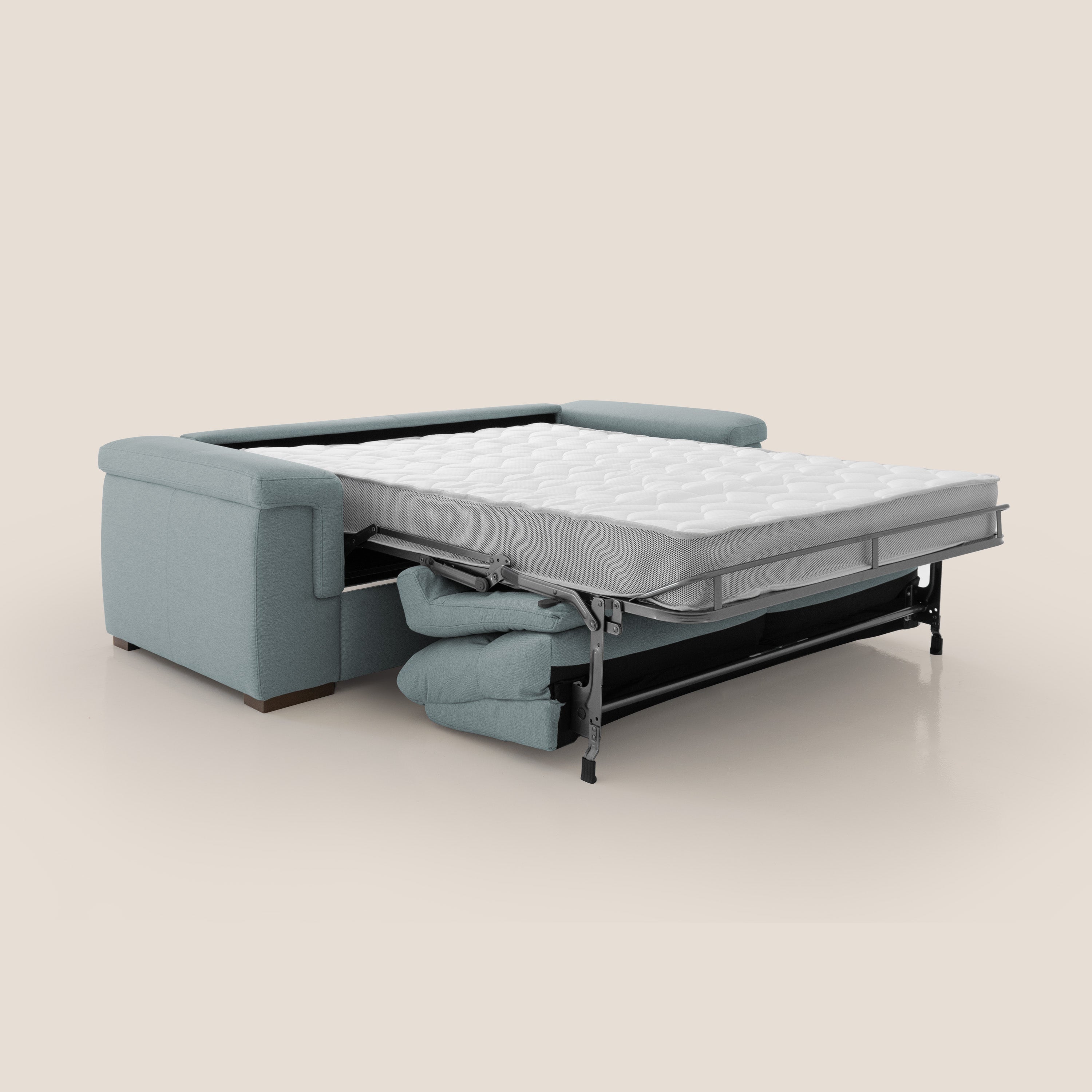 Magnolia divano letto con materasso alto 18 cm morbido schienale alto in tessuto smacchiabile T05 carta da zucchero - divani.store