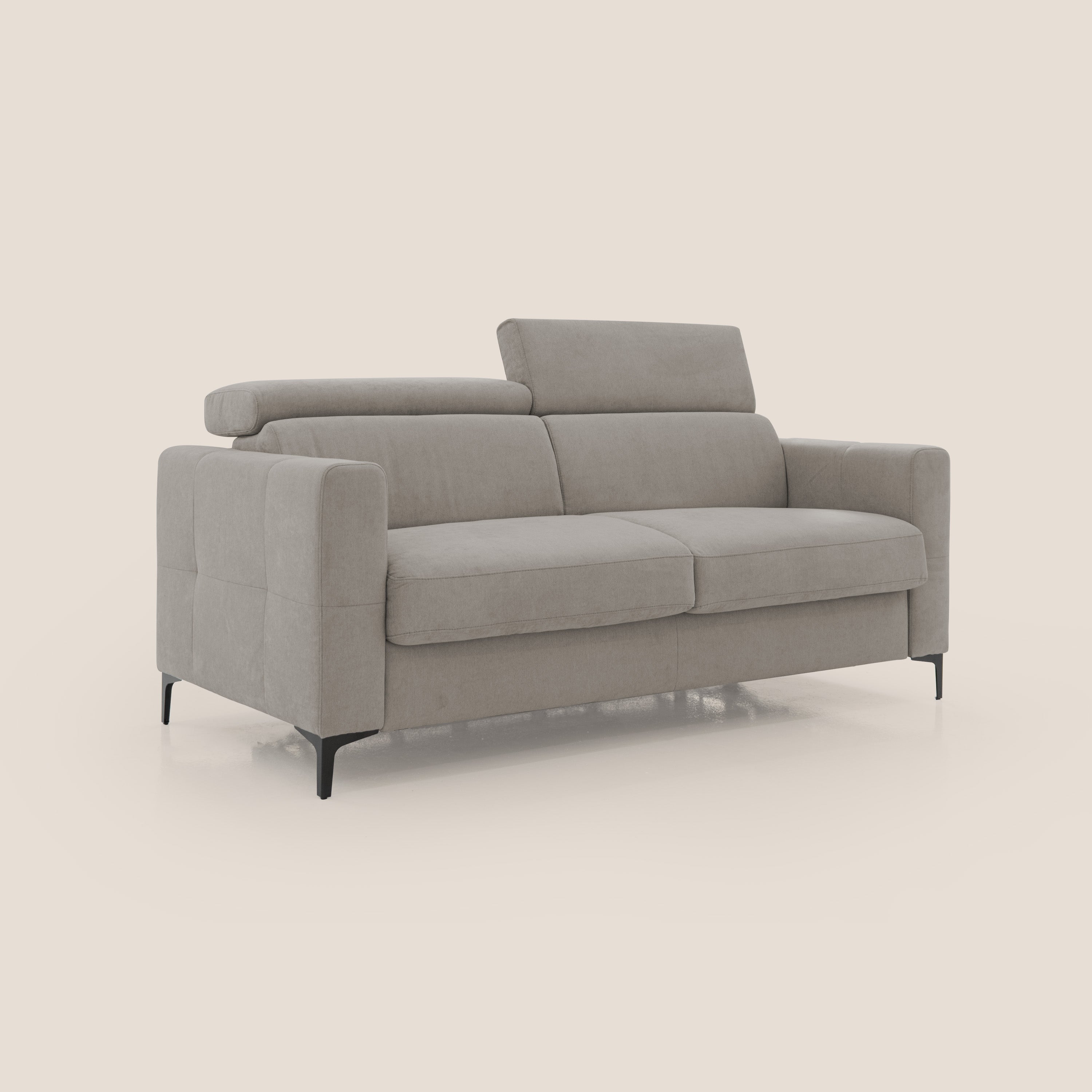 Gardenia divano letto materasso alto 18 cm con poggiatesta reclinabili e rivestimento impermeabile T02 beige - divani.store