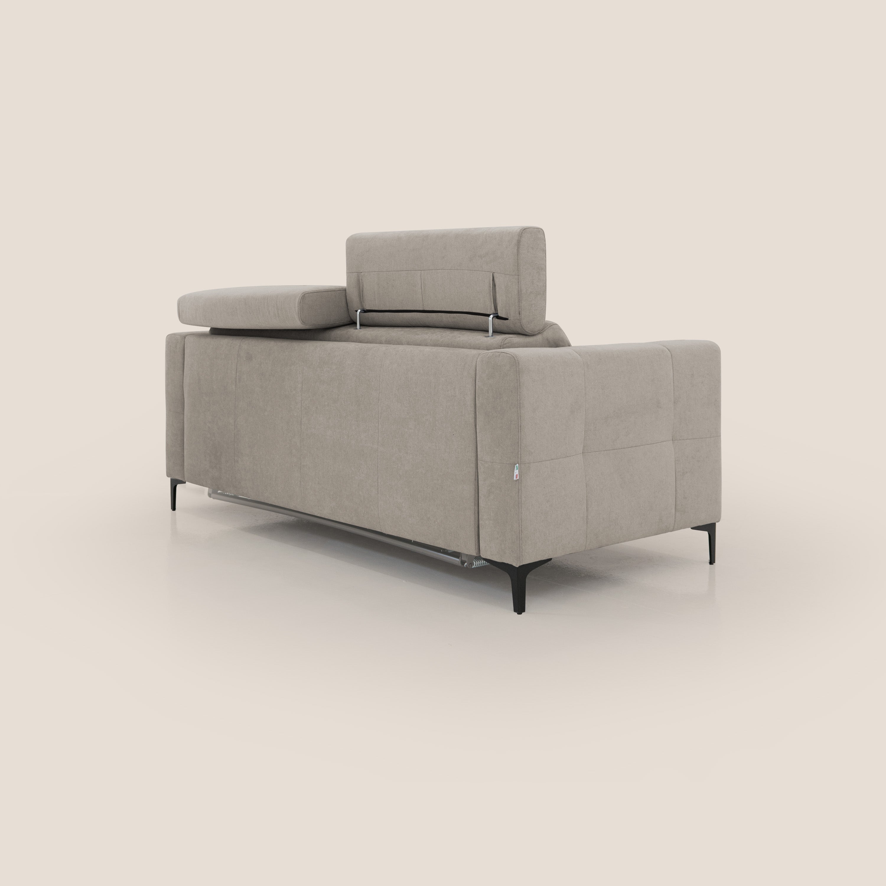 Gardenia divano letto materasso alto 18 cm con poggiatesta reclinabili e rivestimento impermeabile T02 beige - divani.store