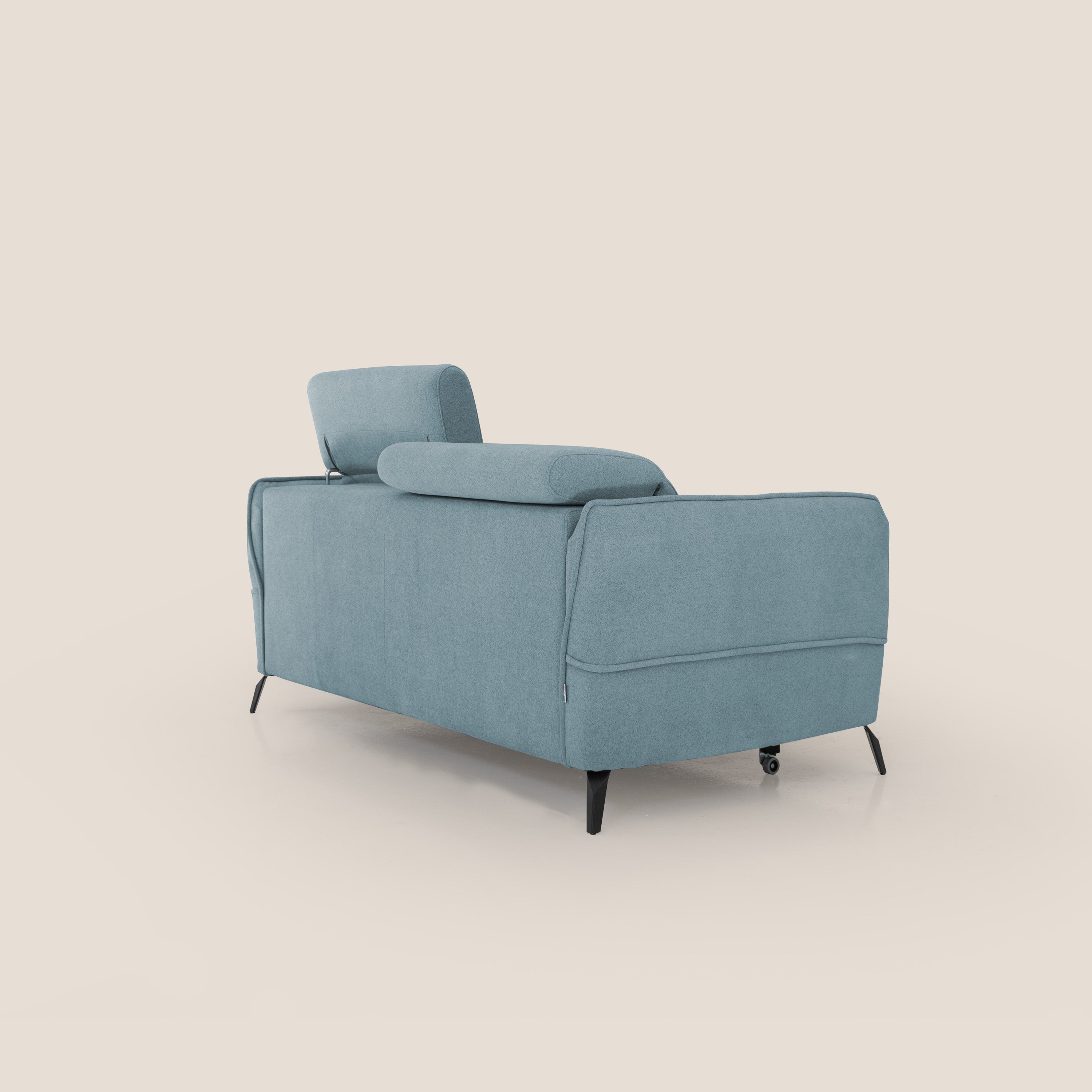 Bloom Divano con poggiapiedi estraibile piedini alti e poggiatesta reclinabili in tessuto bouclé impermeabile T07 carta da zucchero - divani.store