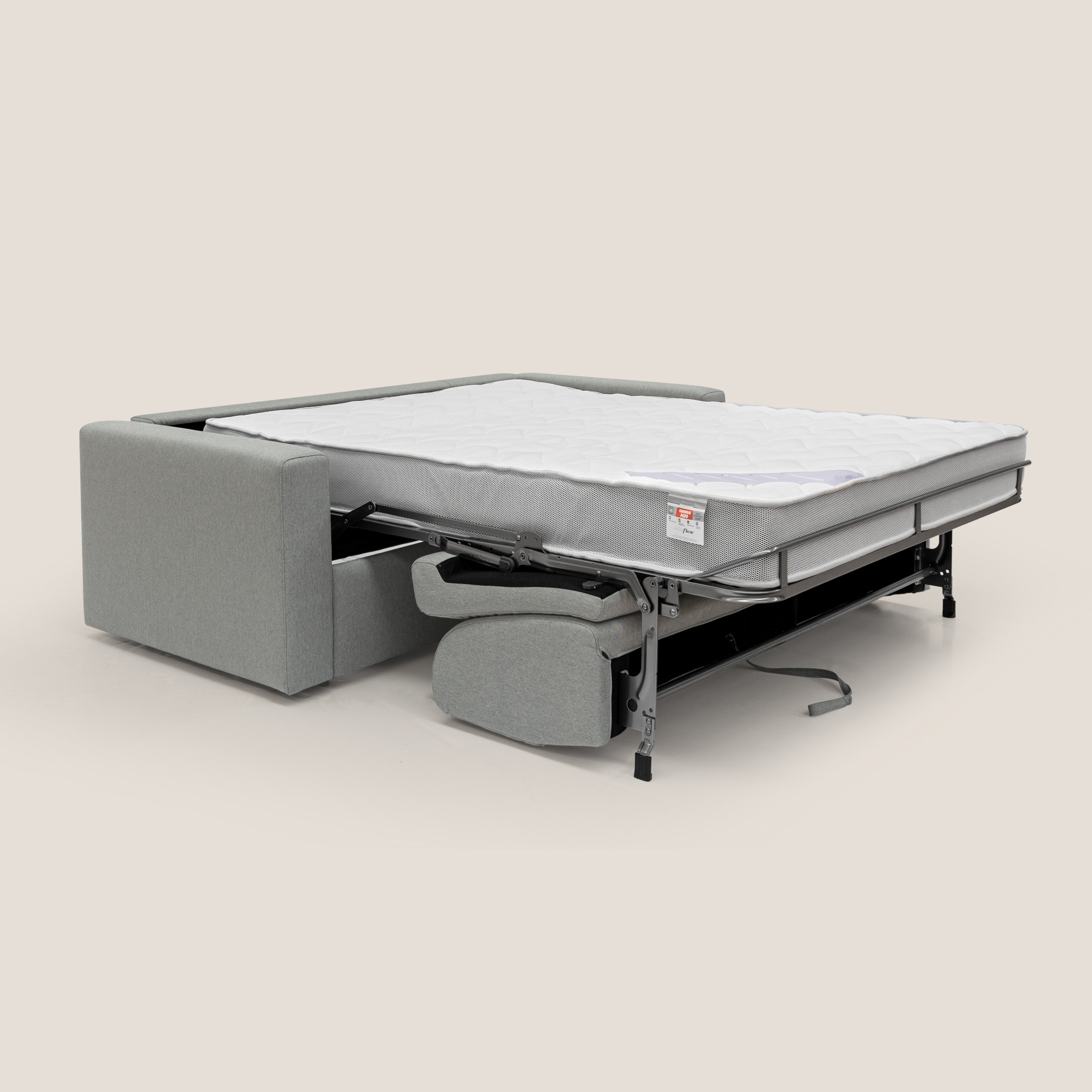 Kansas Divano letto matrimoniale alto 20 cm in tessuto impermeabile misto cotone T13 grigio - divani.store