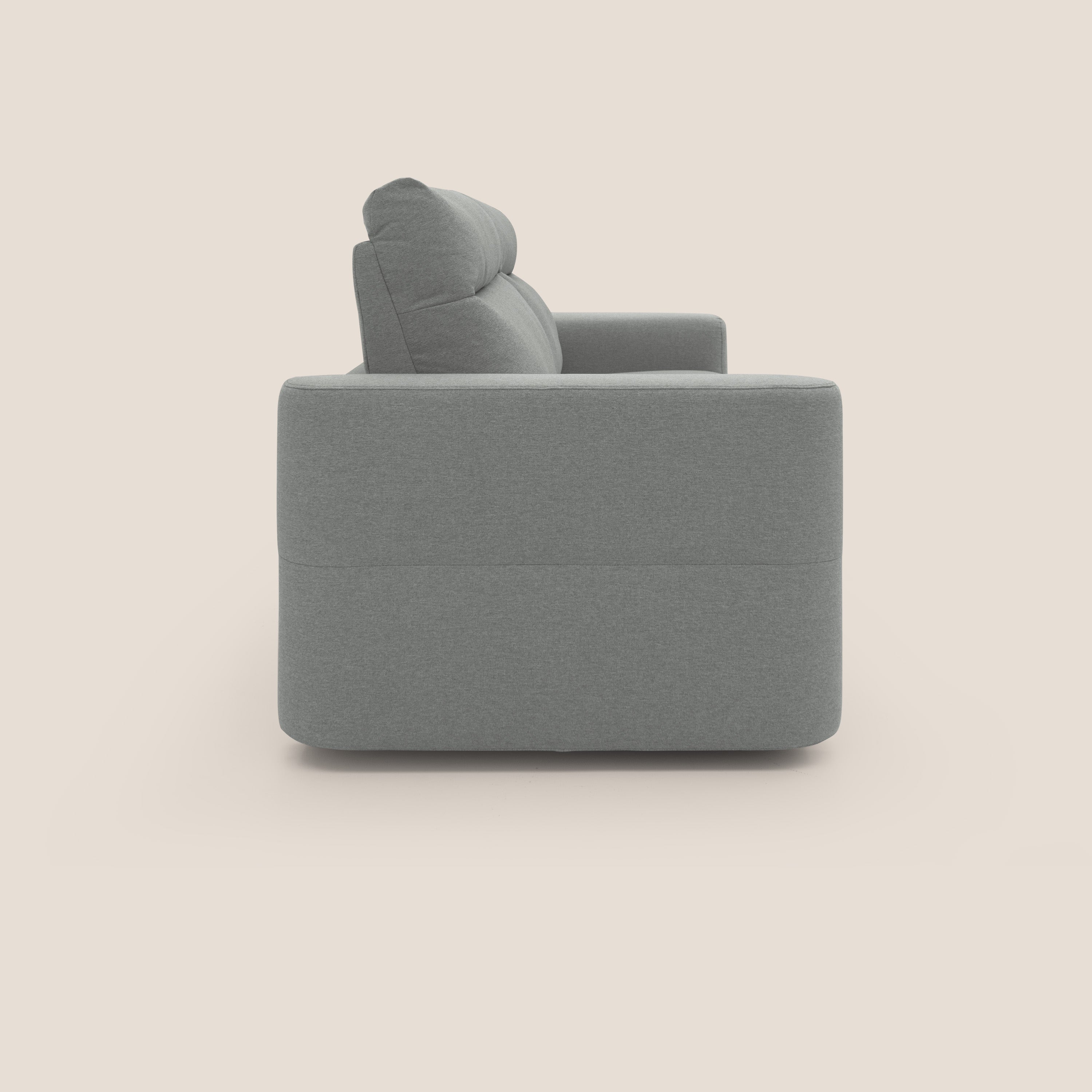 Cupido Divano letto materasso H18 cm e schienale alto in tessuto impermeabile simil cotone T13 grigio - divani.store