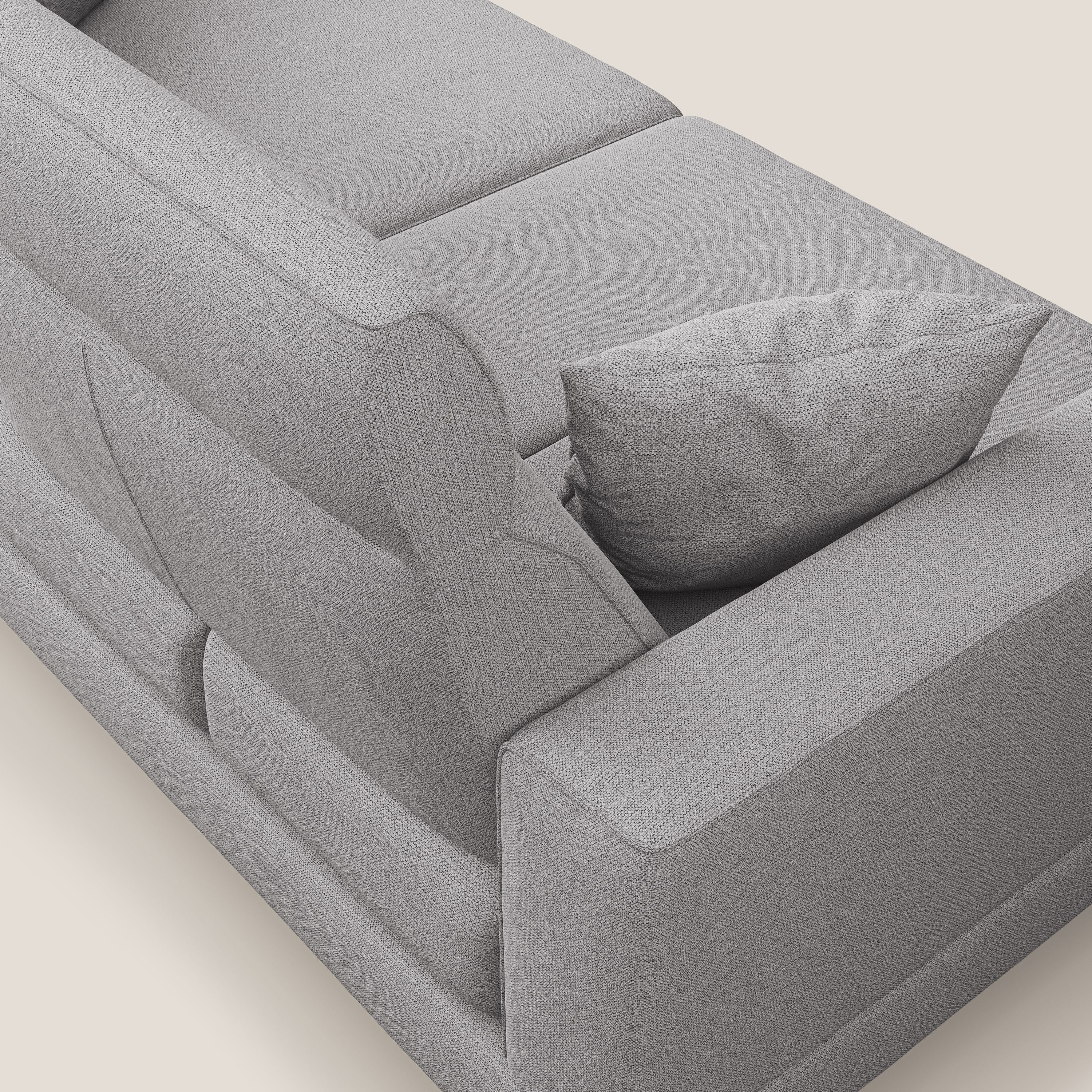 Slide Divano con schienali traslanti e poggiatesta in tessuto simil cotone impermeabile T19 grigio - divani.store