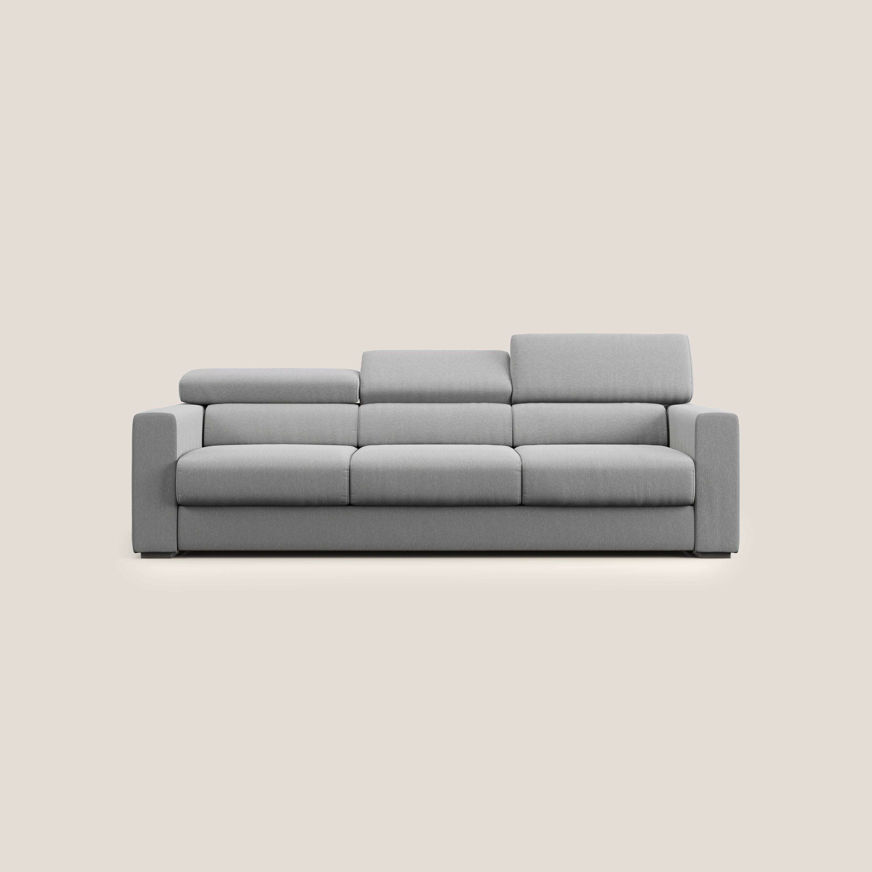 Dylan divano a 3 sedute con pouf estraibile poggiapiedi in tessuto simil cotone impermeabile T13 grigio - divani.store