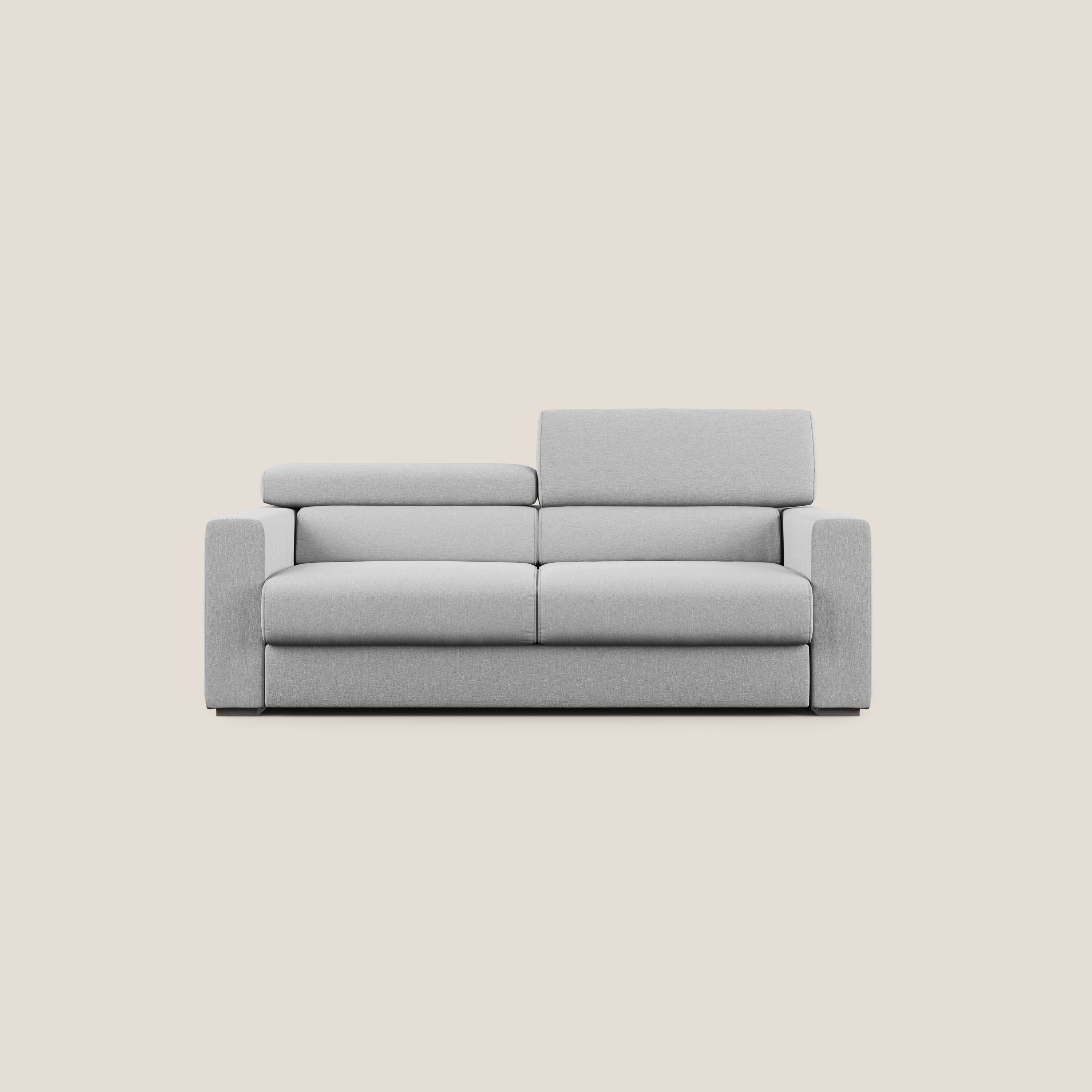 Dylan divano allungabile con pouf estraibile poggiapiedi in tessuto simil cotone impermeabile T13 grigio - divani.store
