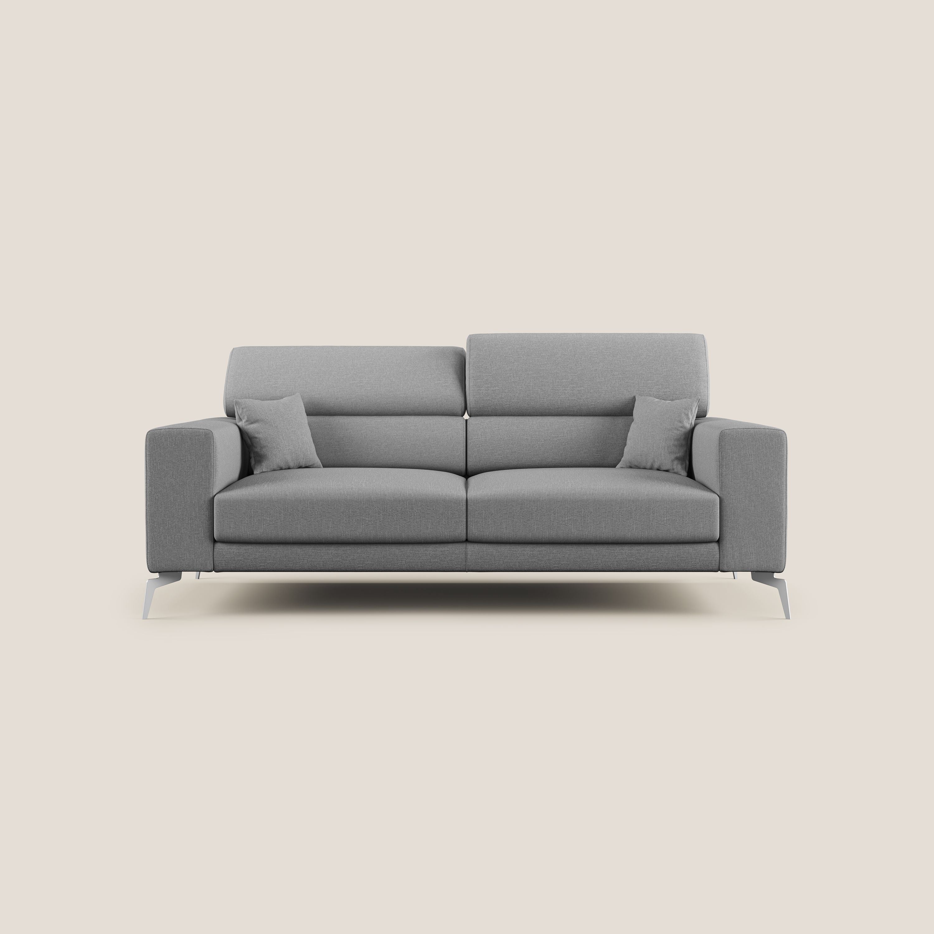 Blade Divano con poggiatesta reclinabili in tessuto impermeabile misto cotone T13 grigio - divani.store