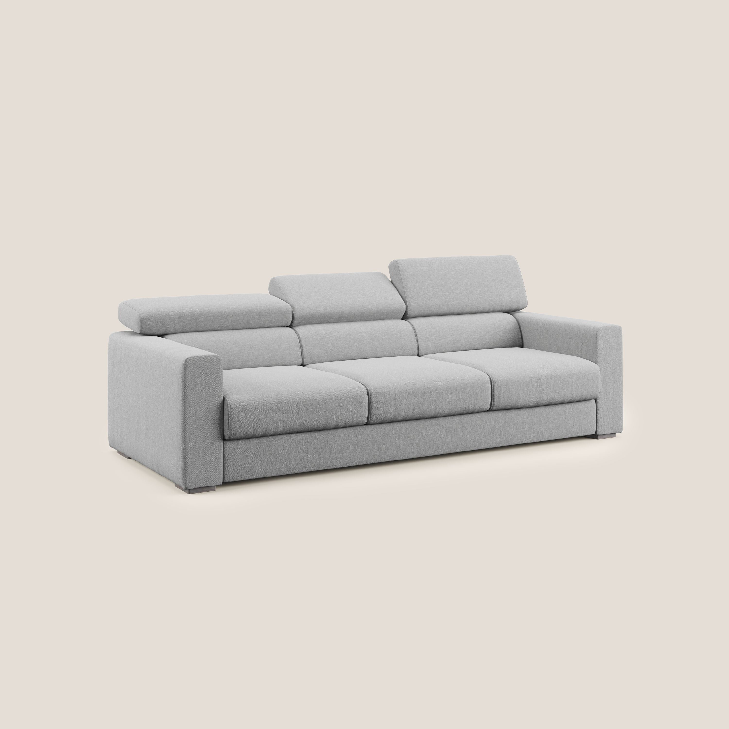 Dylan divano a 3 sedute con pouf estraibile poggiapiedi in tessuto simil cotone impermeabile T13 grigio - divani.store