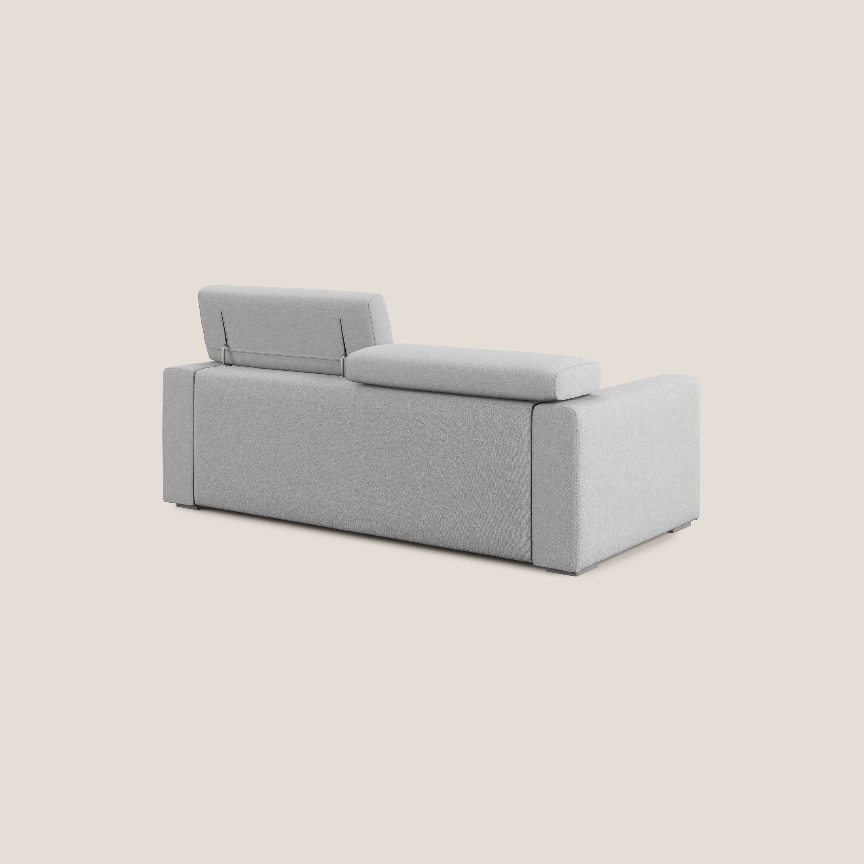 Dylan divano allungabile con pouf estraibile poggiapiedi in tessuto simil cotone impermeabile T13 grigio - divani.store