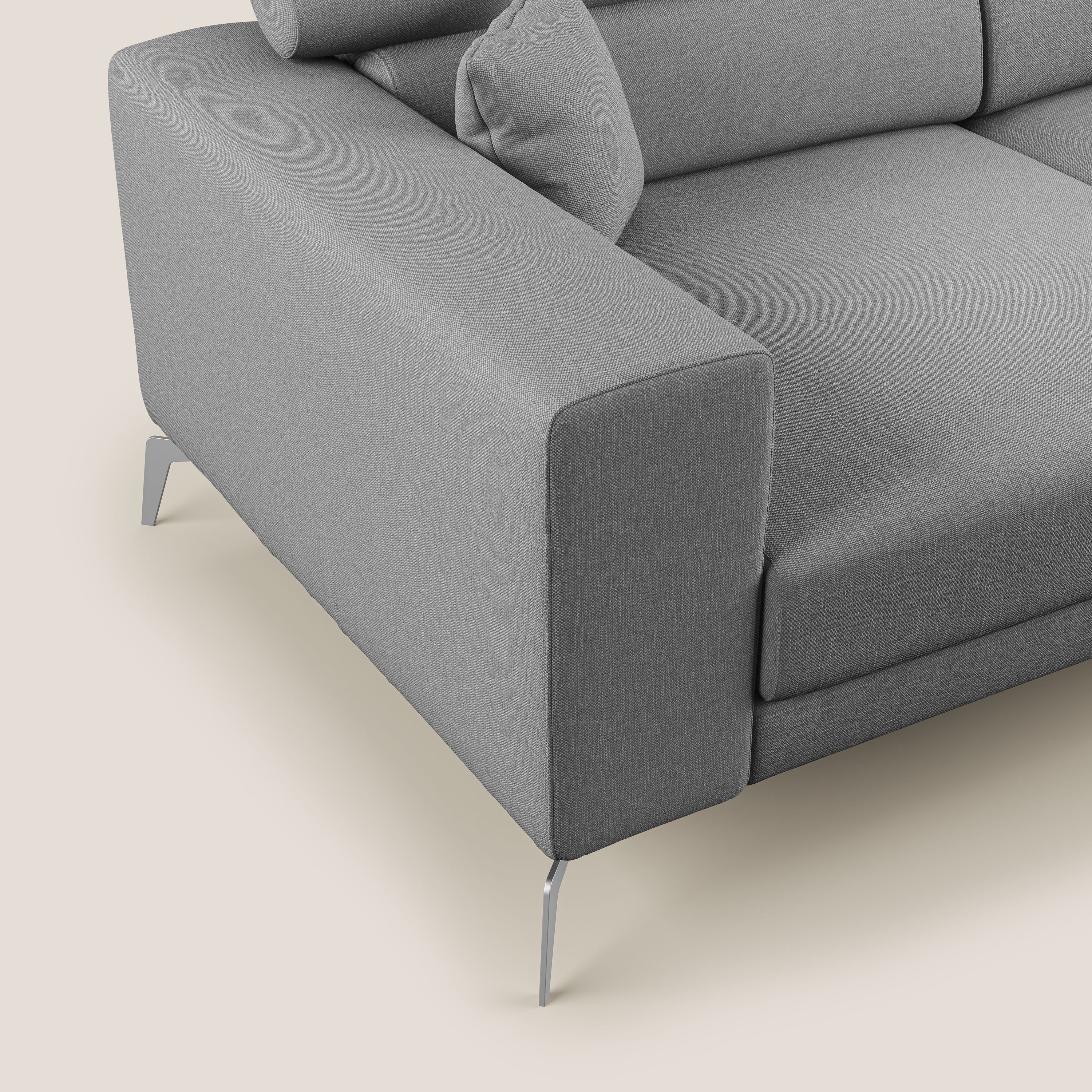Blade Divano con poggiatesta reclinabili in tessuto impermeabile misto cotone T13 grigio - divani.store