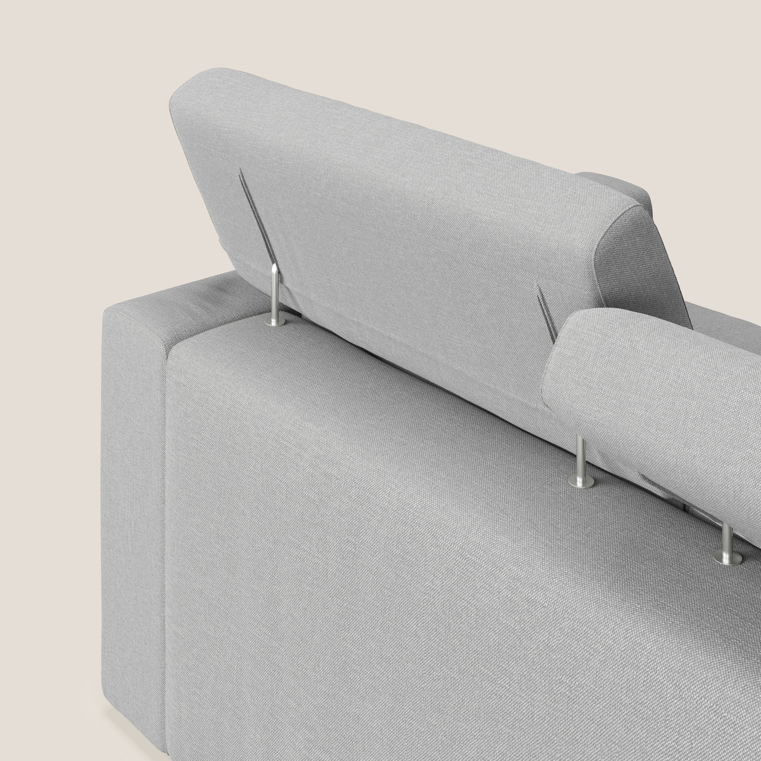 Dylan divano allungabile con pouf estraibile poggiapiedi in tessuto simil cotone impermeabile T13 grigio - divani.store