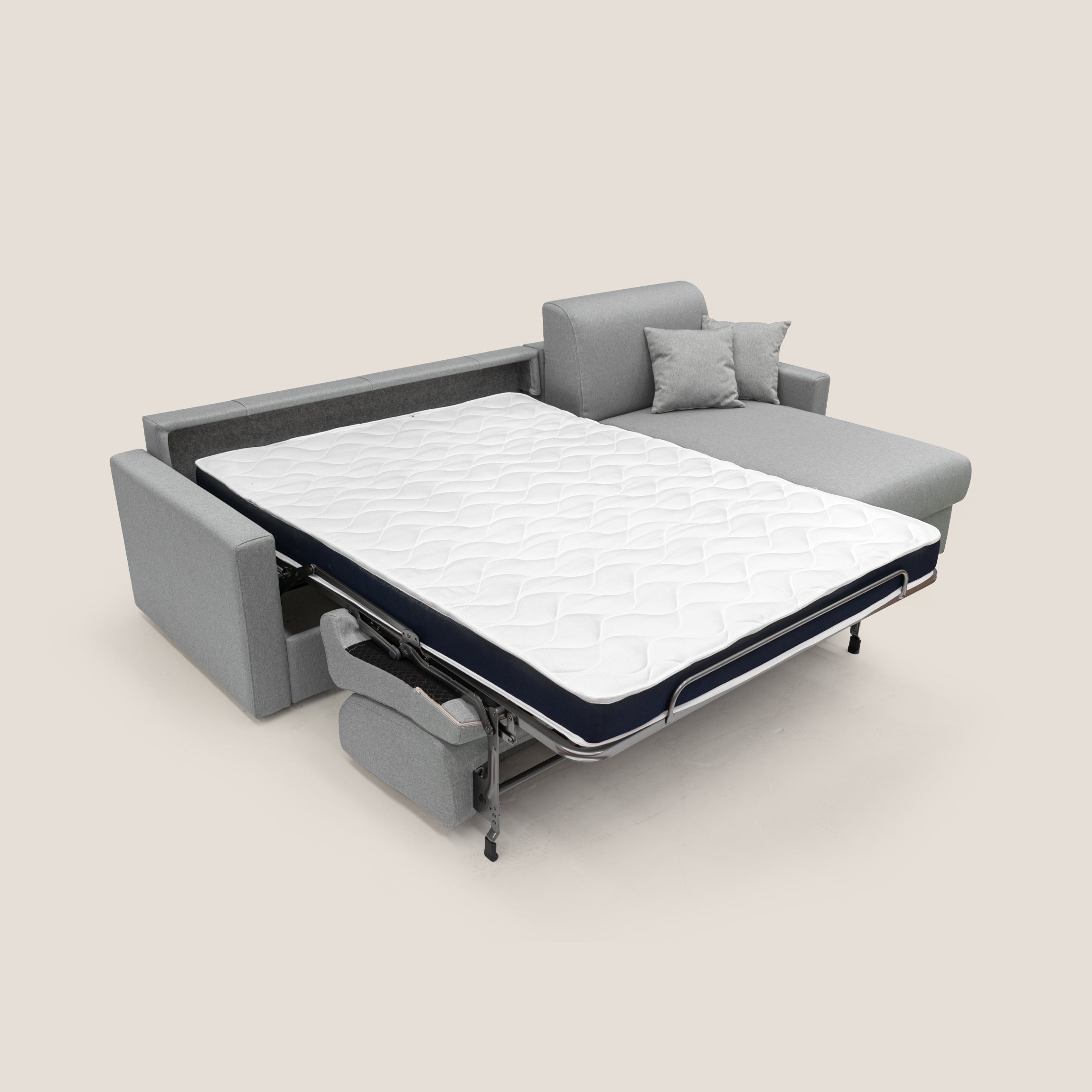 Chris Divano letto angolare 5 posti in tessuto impermeabile T13 grigio - divani.store