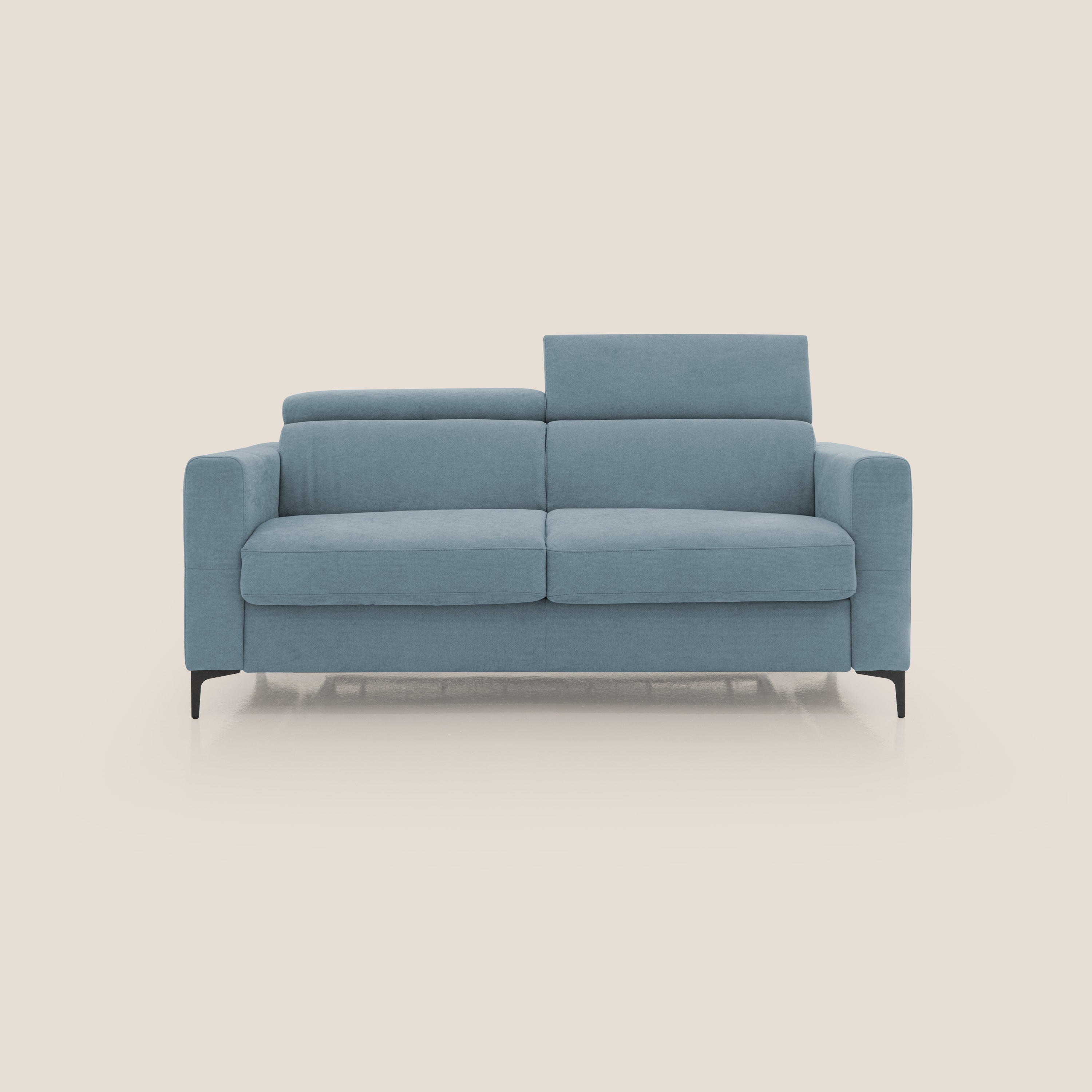 Gardenia divano letto materasso alto 18 cm con poggiatesta reclinabili e rivestimento impermeabile T02 carta da zucchero - divani.store