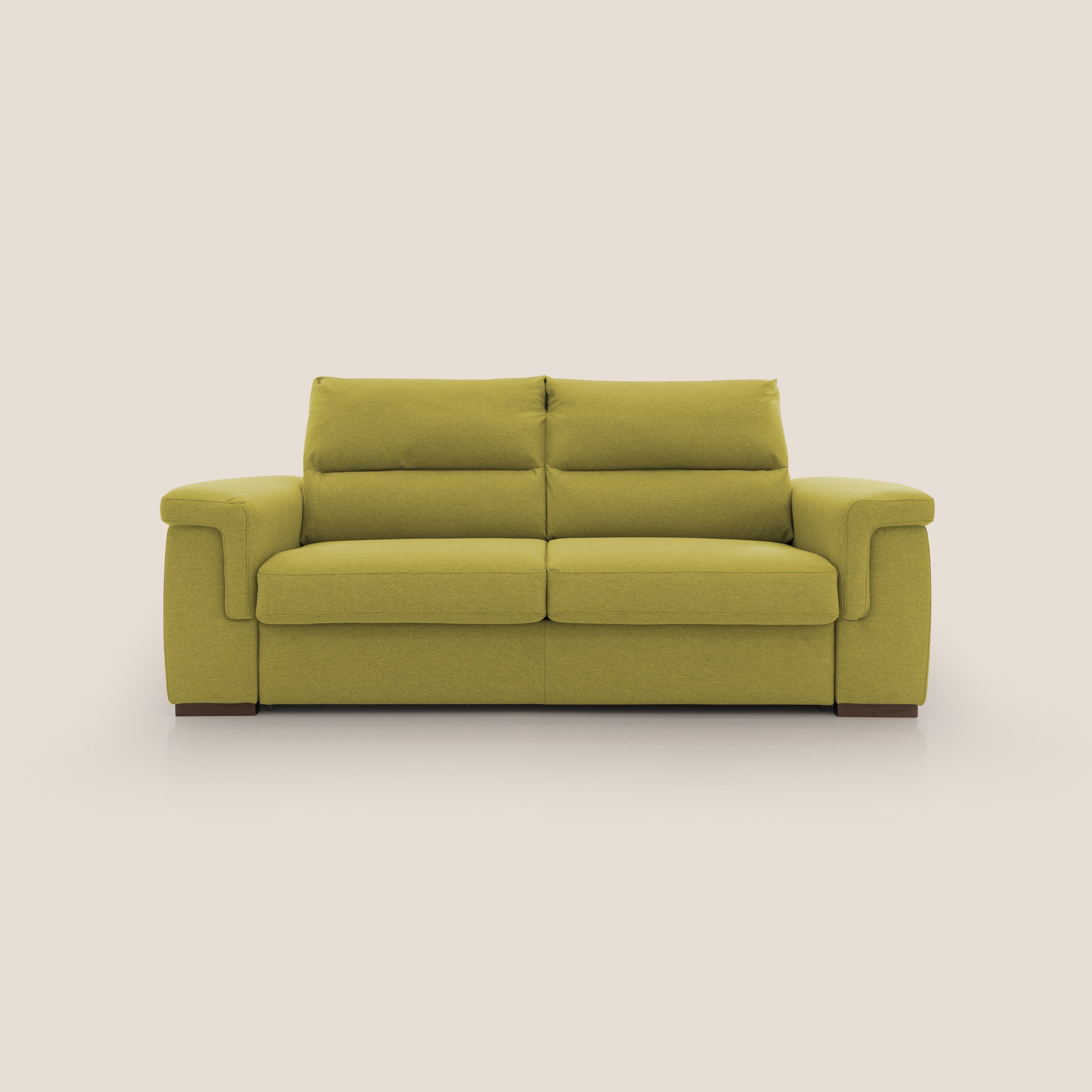 Magnolia divano letto con materasso alto 18 cm morbido schienale alto in tessuto smacchiabile T05 giallo - divani.store