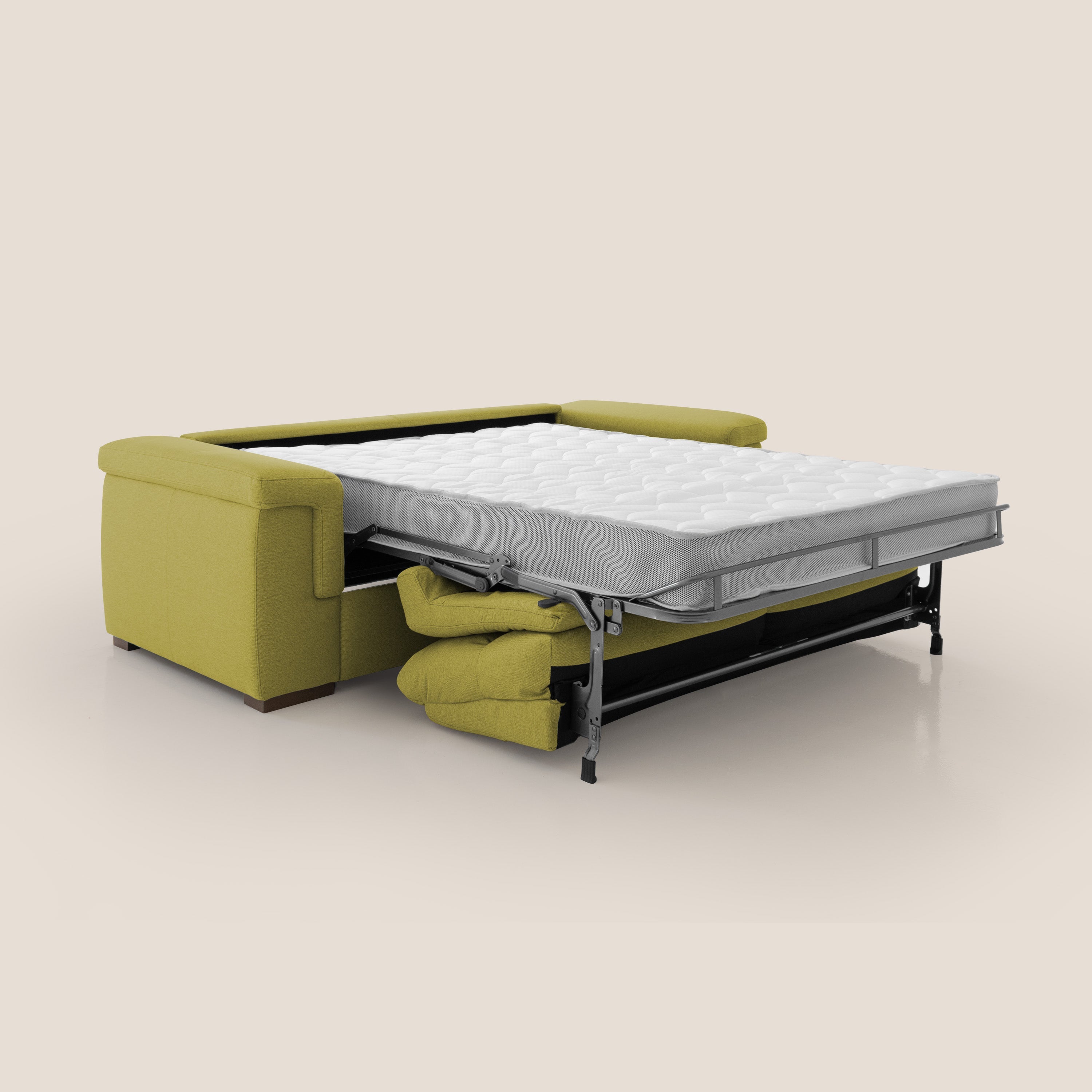 Magnolia divano letto con materasso alto 18 cm morbido schienale alto in tessuto smacchiabile T05 giallo - divani.store