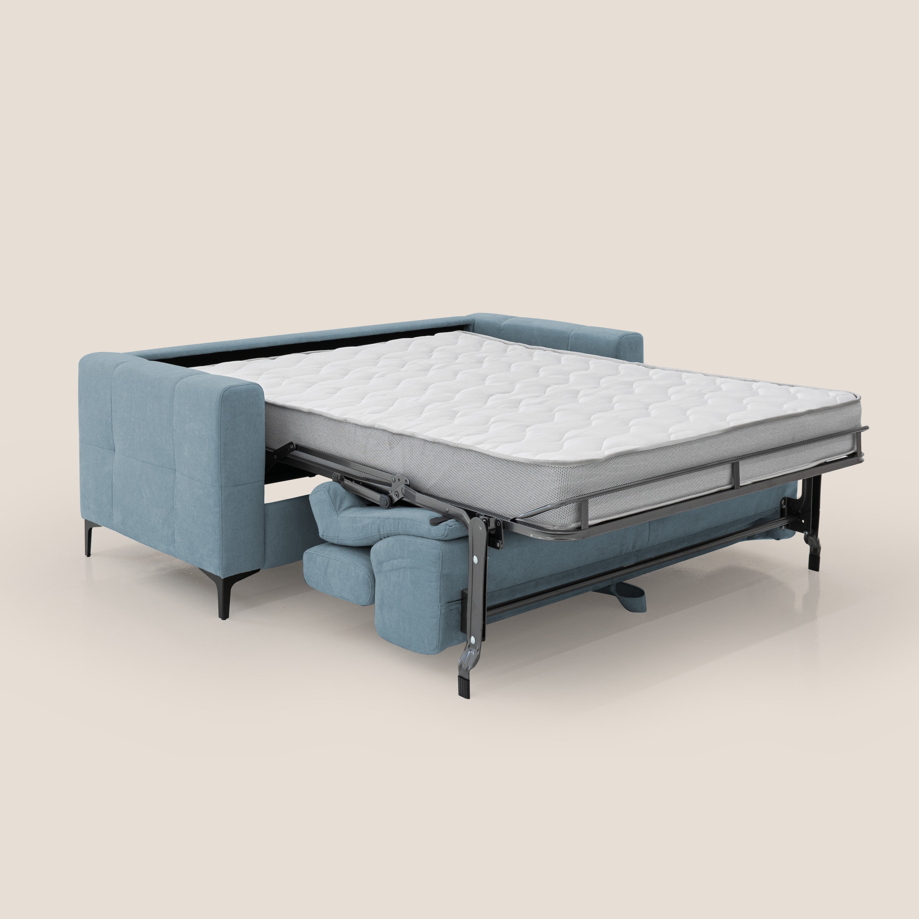 Gardenia divano letto materasso alto 18 cm con poggiatesta reclinabili e rivestimento impermeabile T02 carta da zucchero - divani.store