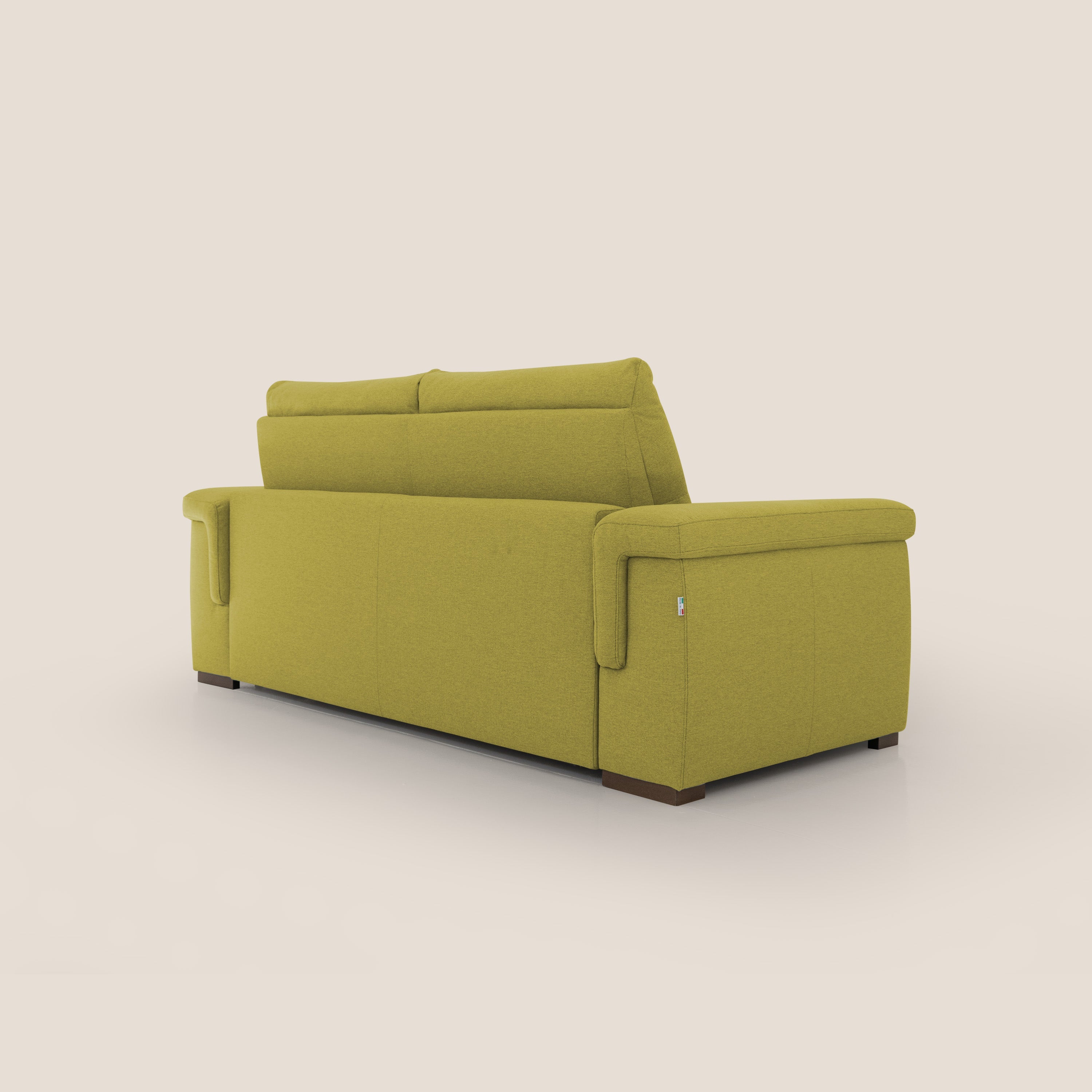 Magnolia divano letto con materasso alto 18 cm morbido schienale alto in tessuto smacchiabile T05 giallo - divani.store