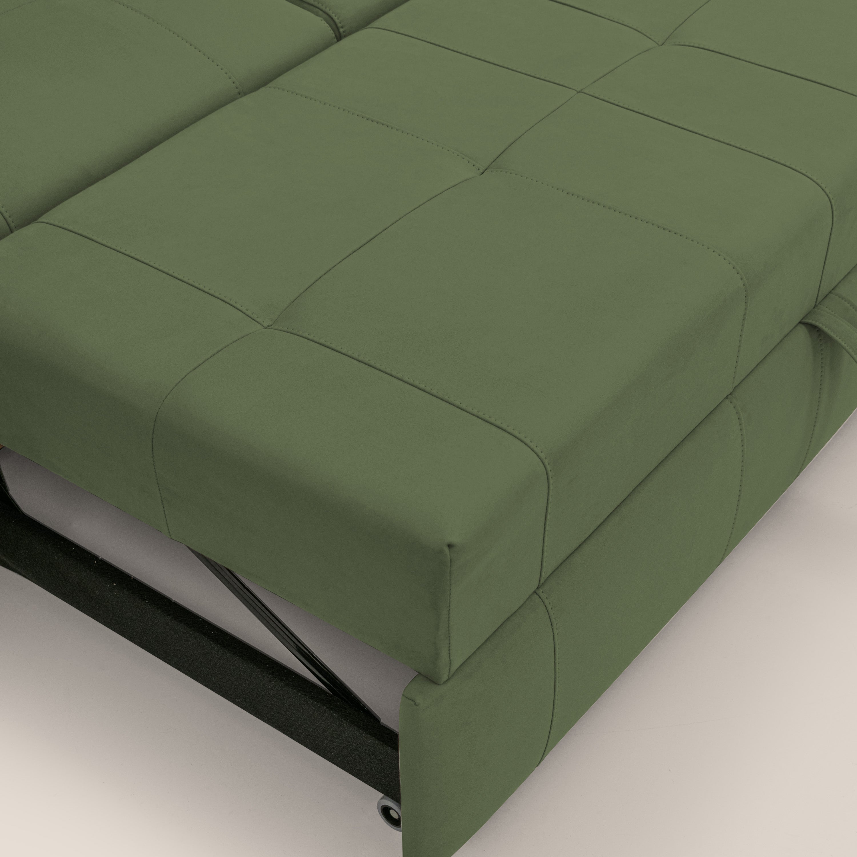 Kronos Divano angolare con pouf estraibile e penisola contenitore in microfibra impermeabile T11 verde - divani.store