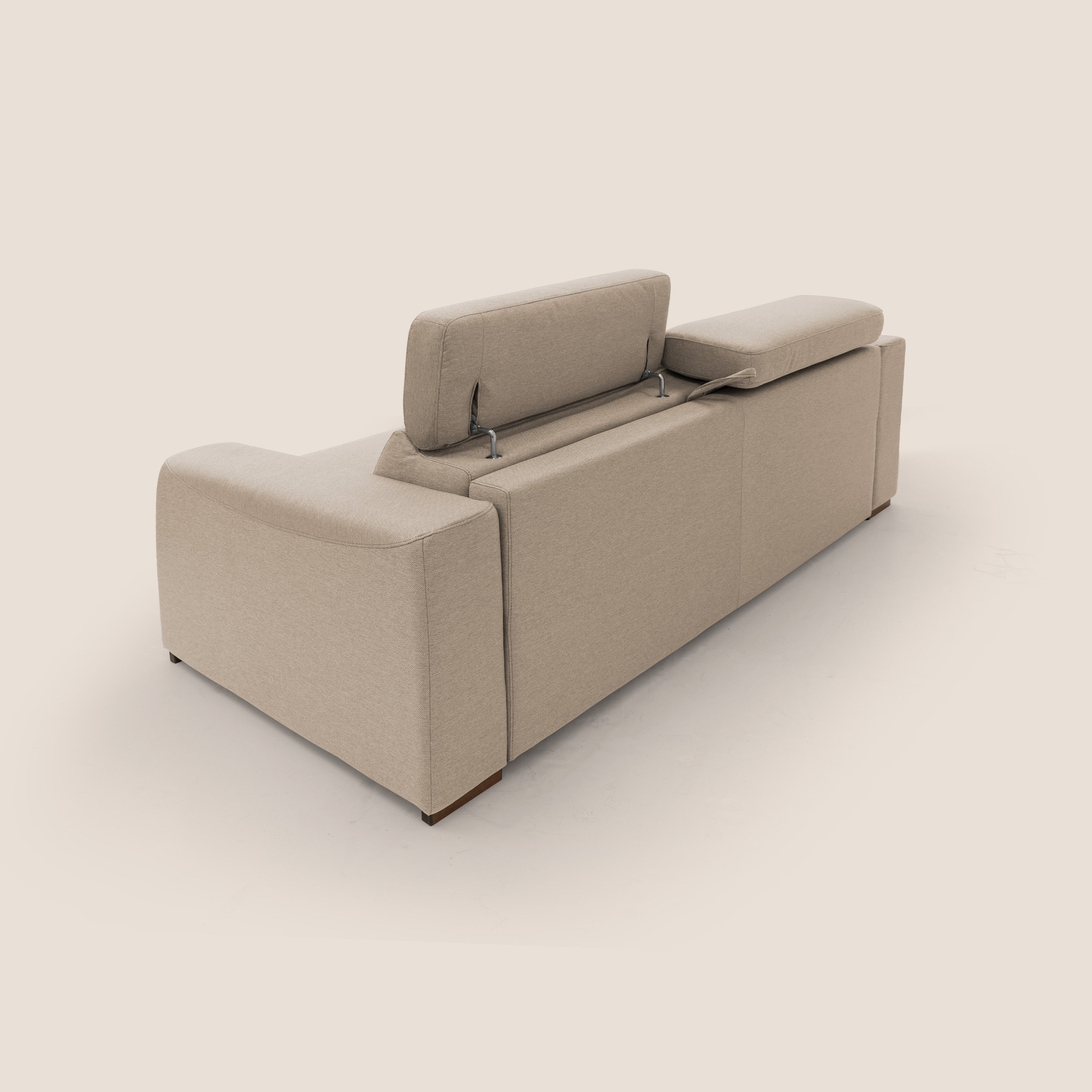 Poseidon Schlafsofa mit elektrischem Relaxmechanismus aus wasserfestem, abwaschbarem Stoff T05 beige