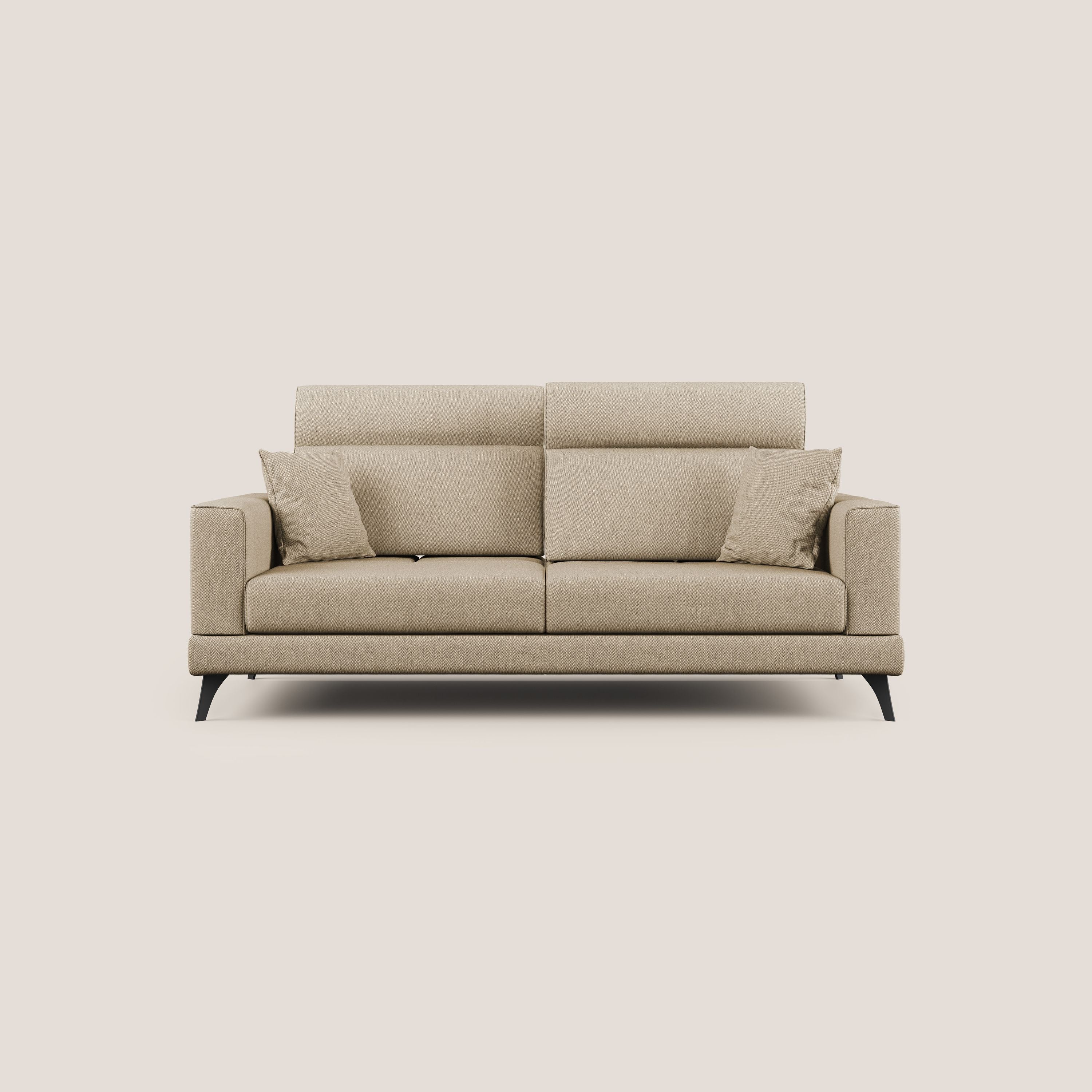 Slide Divano con schienali traslanti e poggiatesta in tessuto smacchiabile T05 beige - divani.store