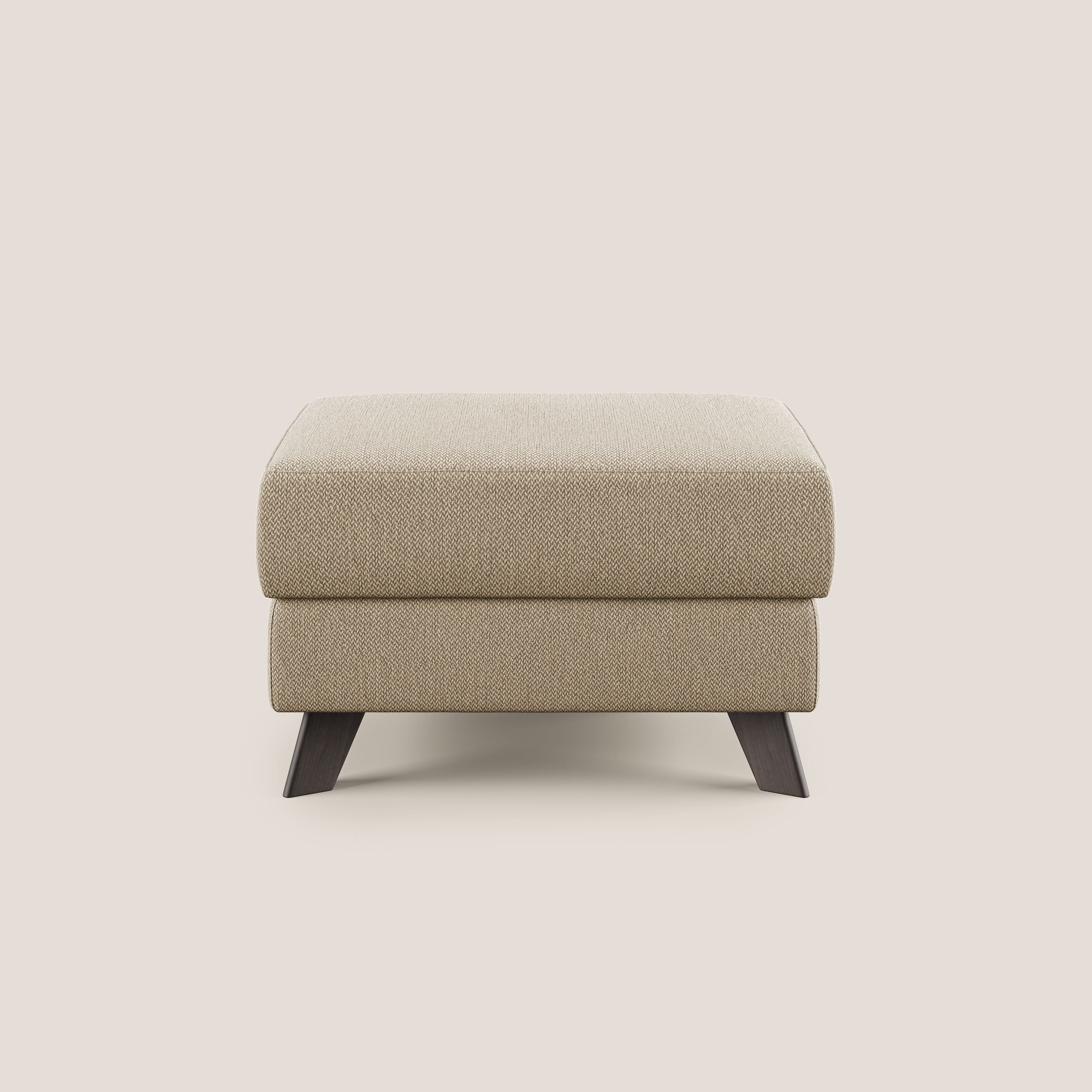 Moon Pouf contenitore e piedini alti in tessuto smacchiabile con acqua T05 beige - divani.store