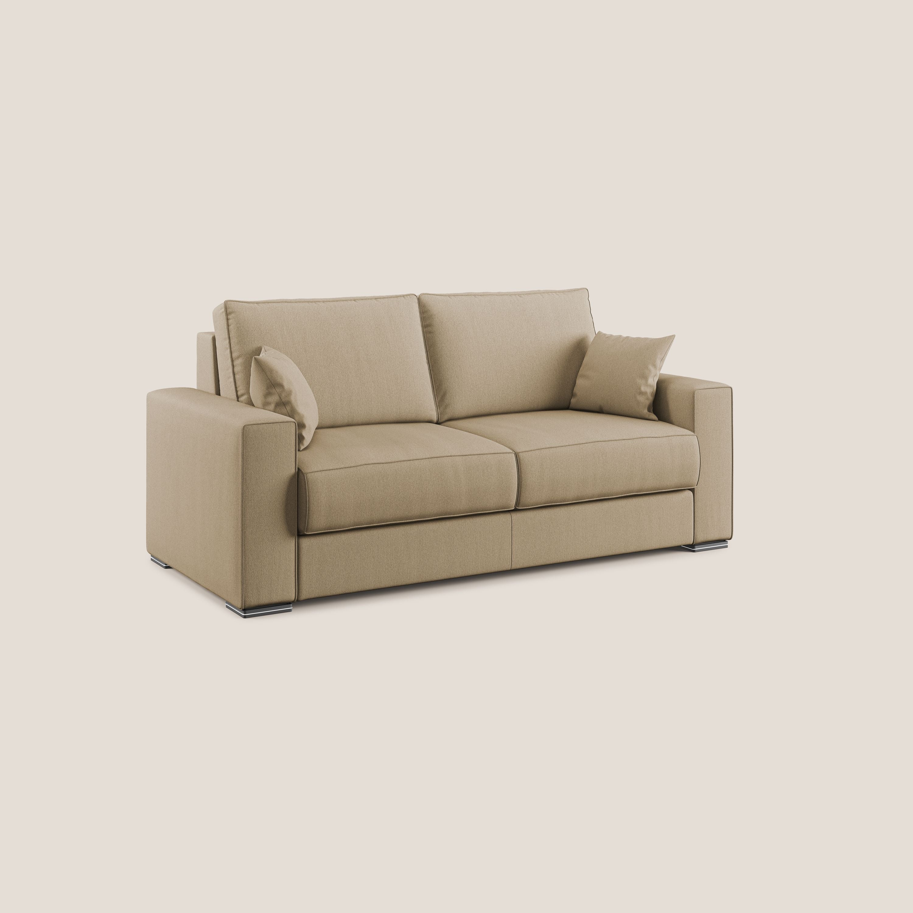 Dream Divano letto moderno dai morbidi cuscini in tessuto smacchiabile T05 beige - divani.store