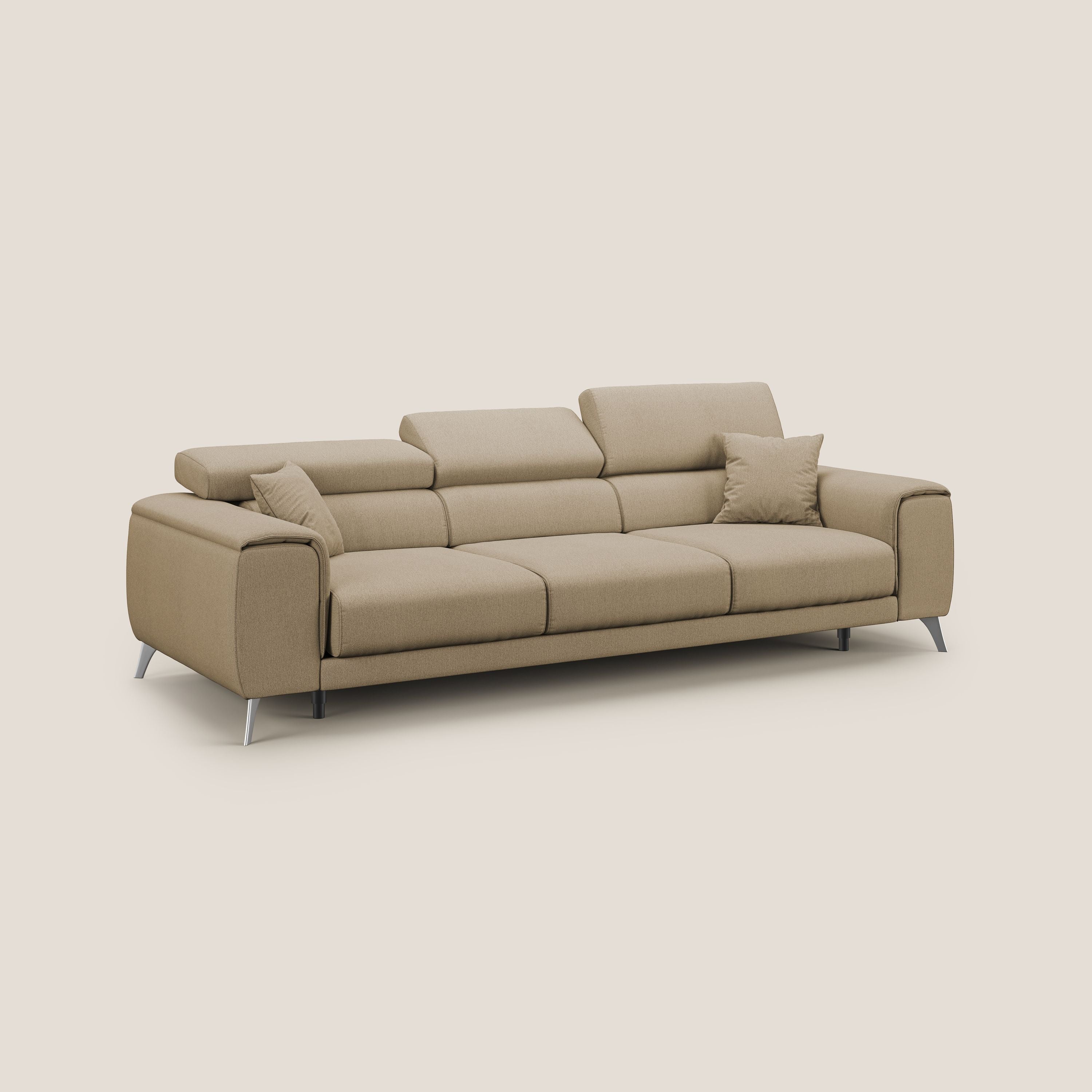 Fusion divano con 3 sedute allungabili in tessuto smacchiabile T05 beige - divani.store