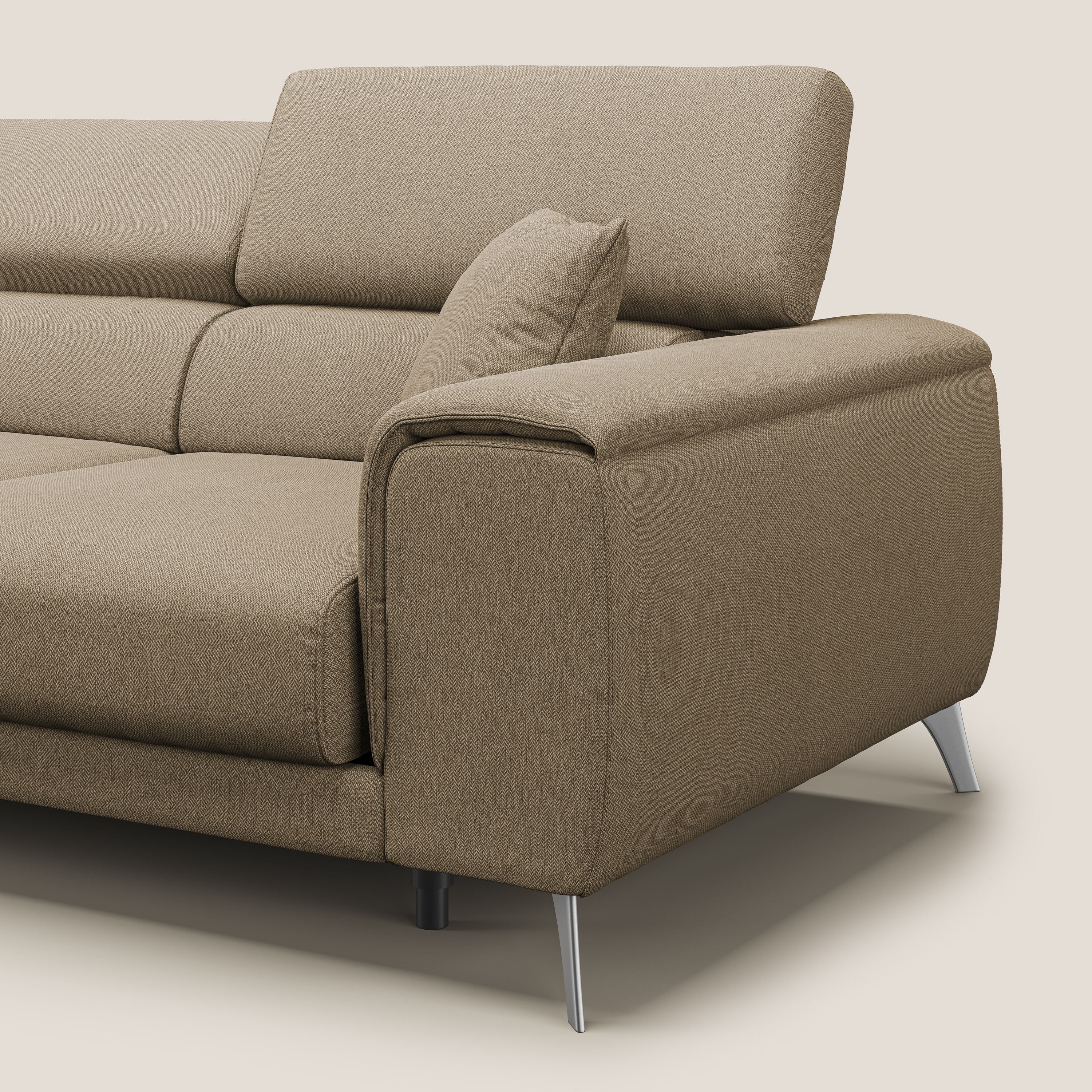 Fusion divano con 3 sedute allungabili in tessuto smacchiabile T05 beige - divani.store