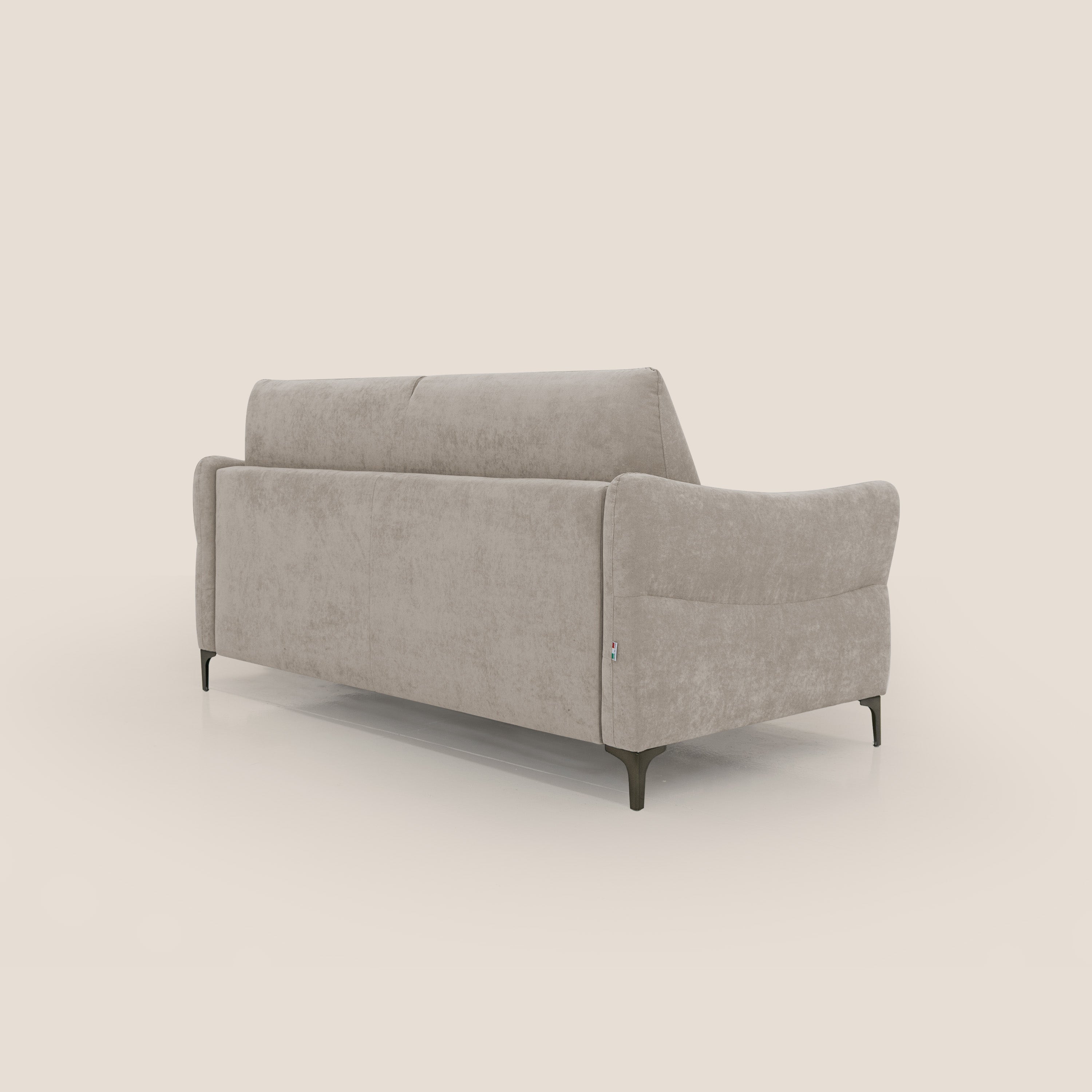 Dalia divano letto con materasso H18 cm e piedi alti in raffinato tessuto smacchiabile T17 beige - divani.store