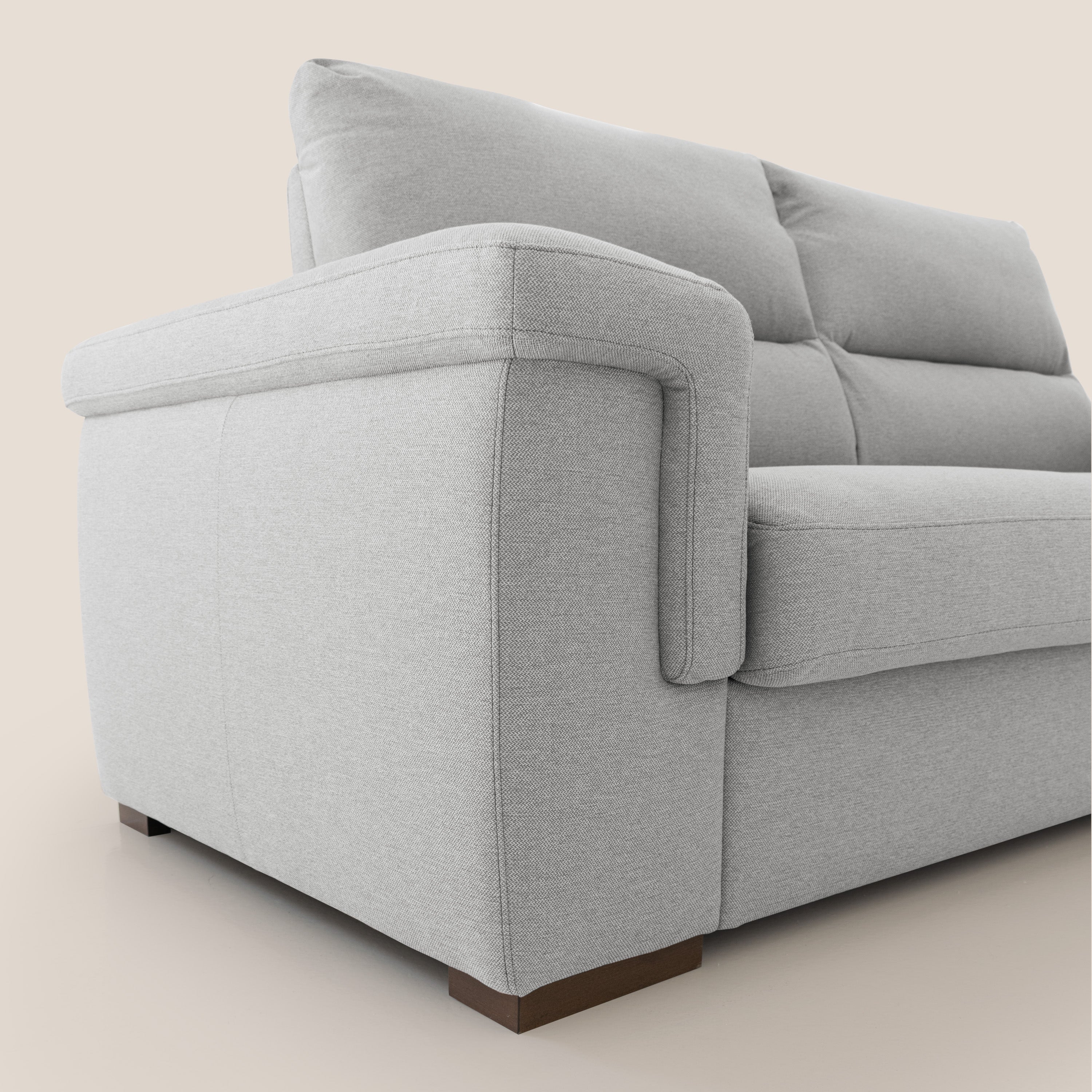 Magnolia divano letto con materasso alto 18 cm morbido schienale alto in tessuto smacchiabile T05 grigio - divani.store