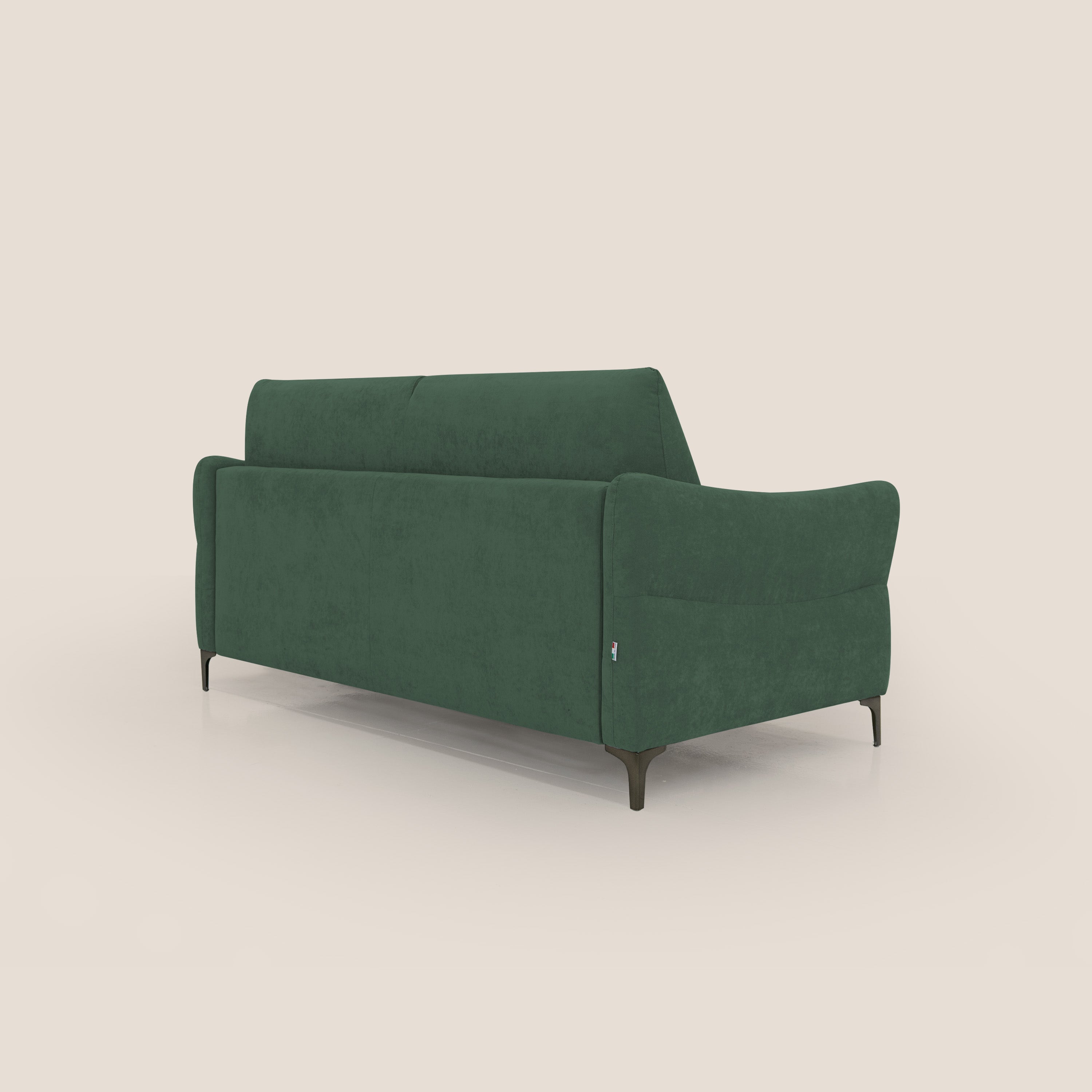Dalia divano letto con materasso H18 cm e piedi alti in raffinato tessuto smacchiabile T17 verde - divani.store