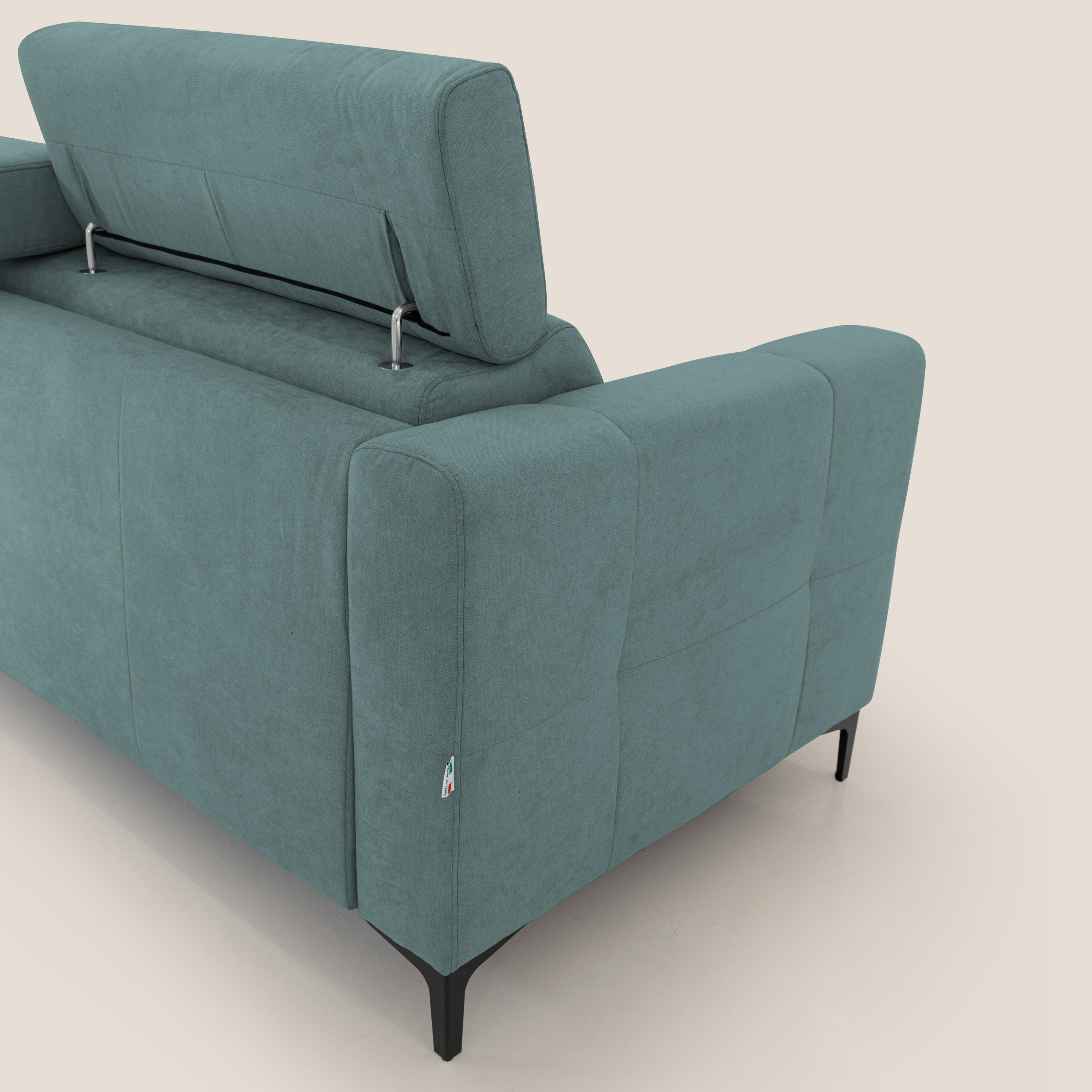 Gardenia divano letto materasso alto 18 cm con poggiatesta reclinabili e rivestimento impermeabile T02 petrolio - divani.store