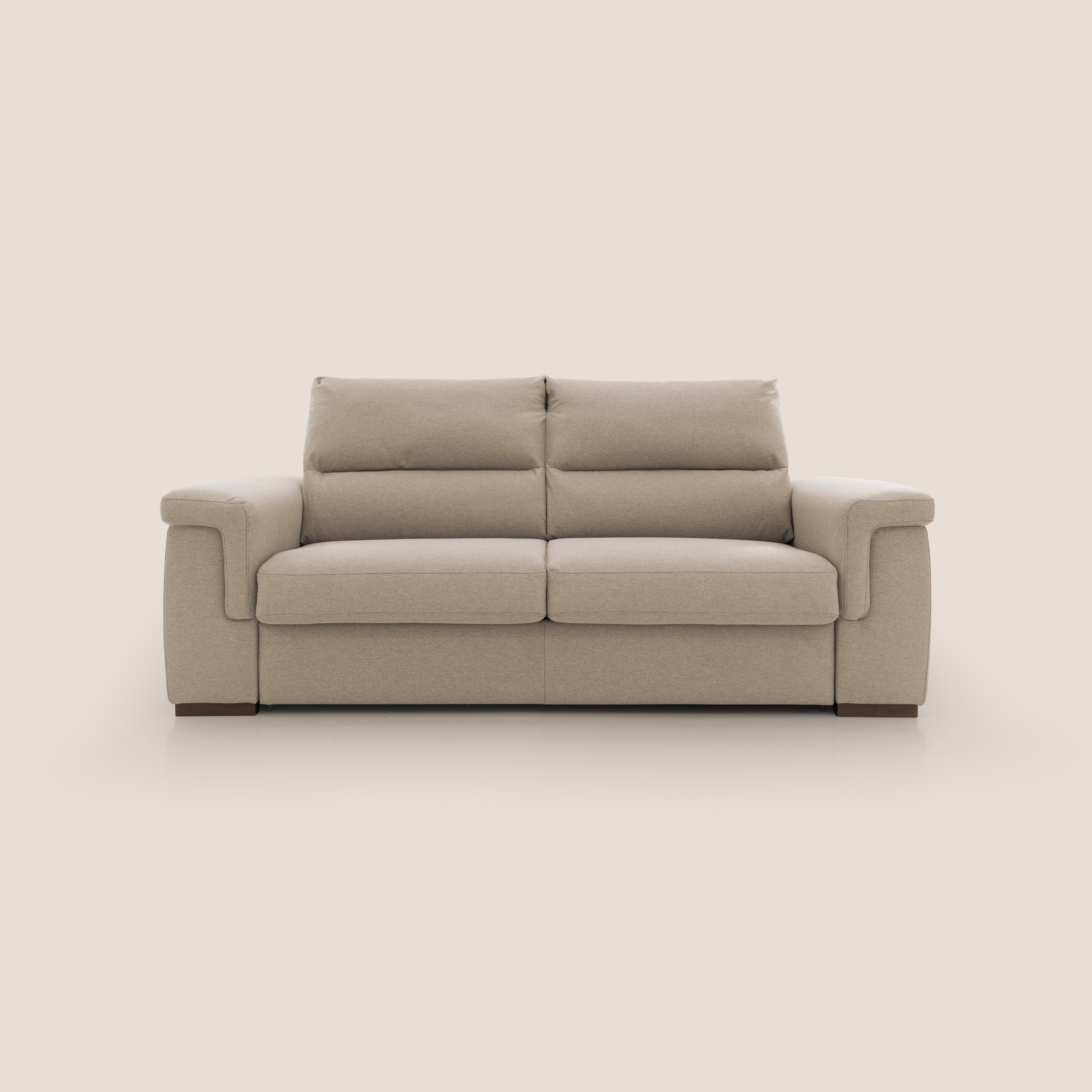 Magnolia divano letto con materasso alto 18 cm morbido schienale alto in tessuto smacchiabile T05 beige - divani.store