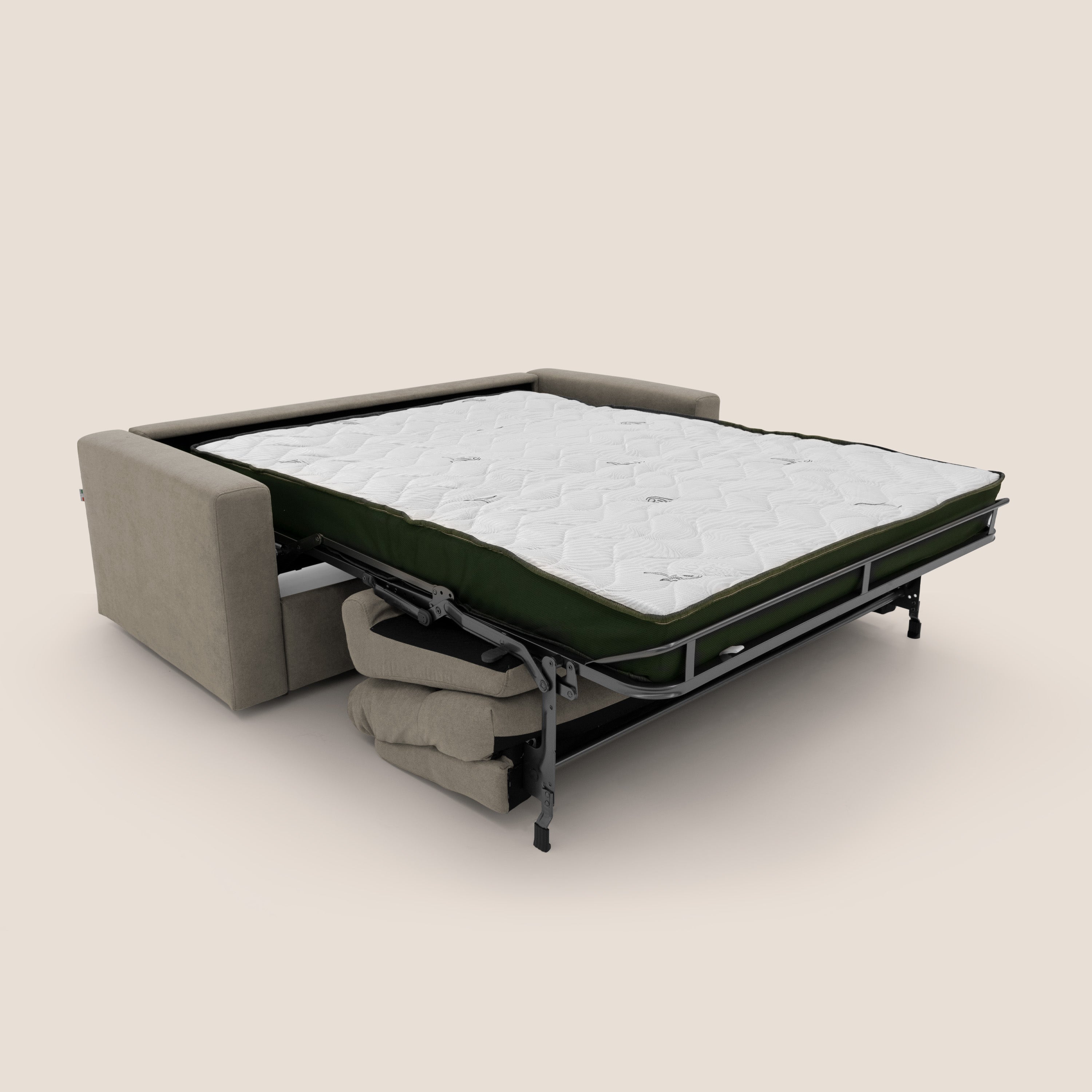 Paloma divano letto con materasso alto 18 cm con Aloe Vera in tessuto impermeabile talpa - divani.store