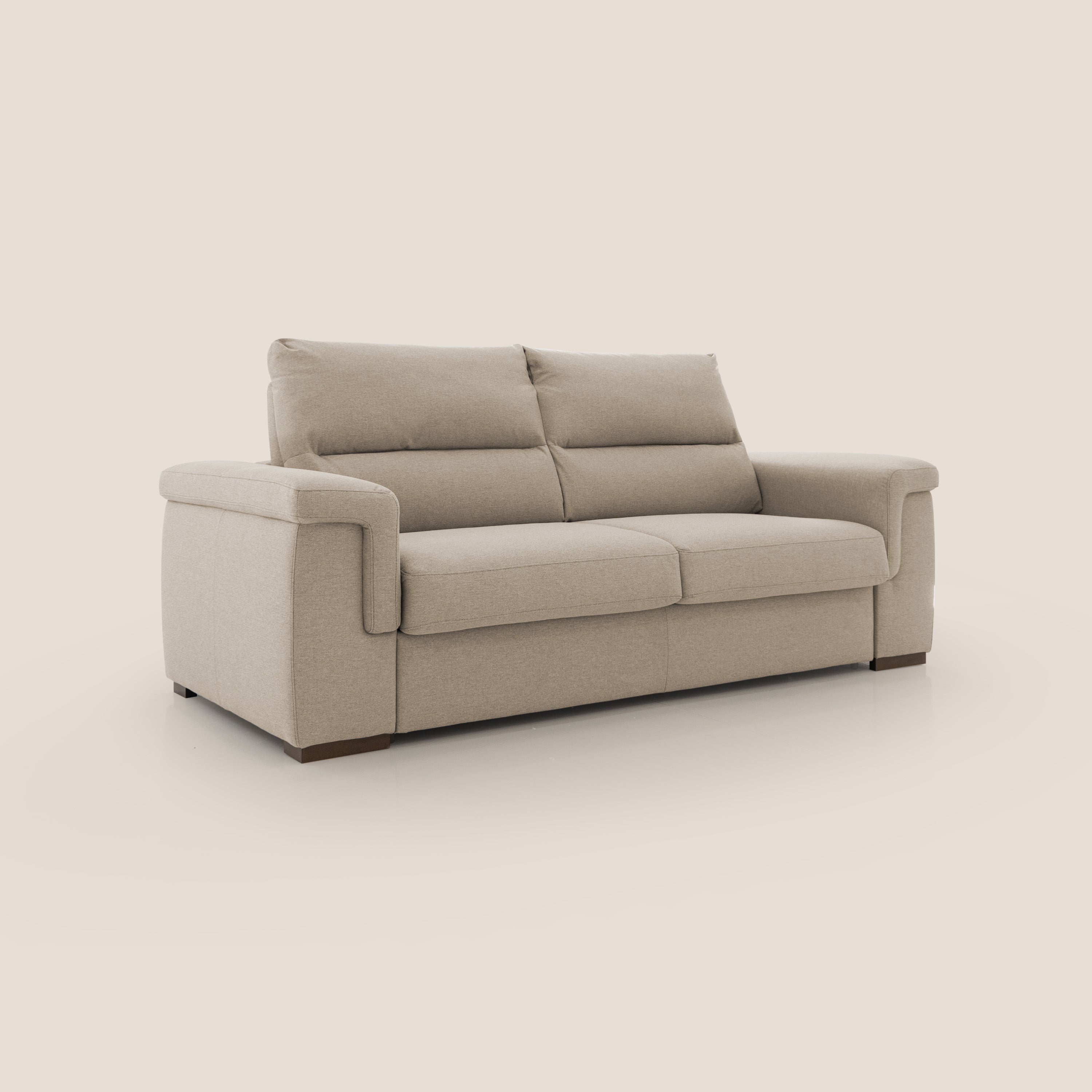 Magnolia divano letto con materasso alto 18 cm morbido schienale alto in tessuto smacchiabile T05 beige - divani.store