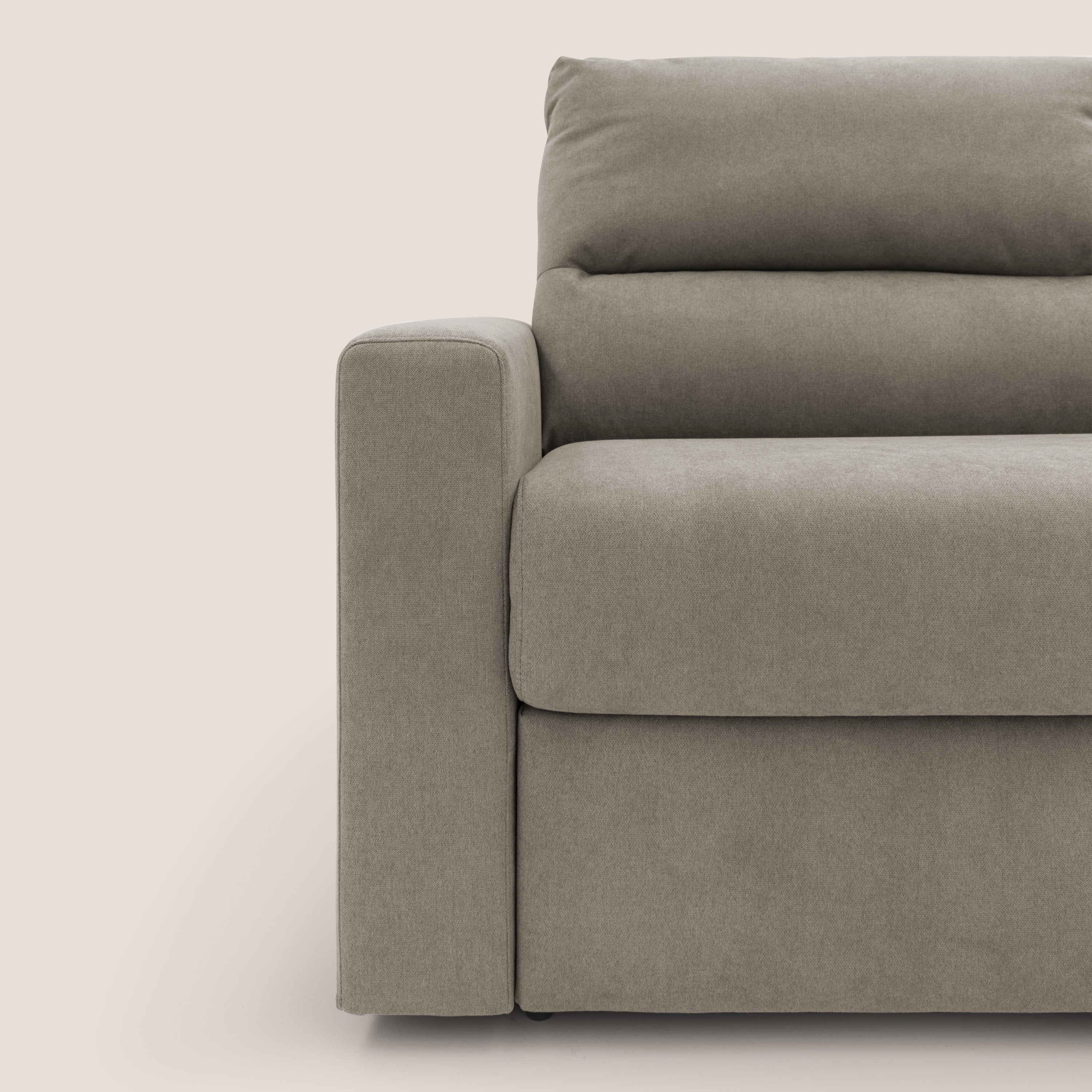 Paloma divano letto con materasso alto 18 cm con Aloe Vera in tessuto impermeabile talpa - divani.store