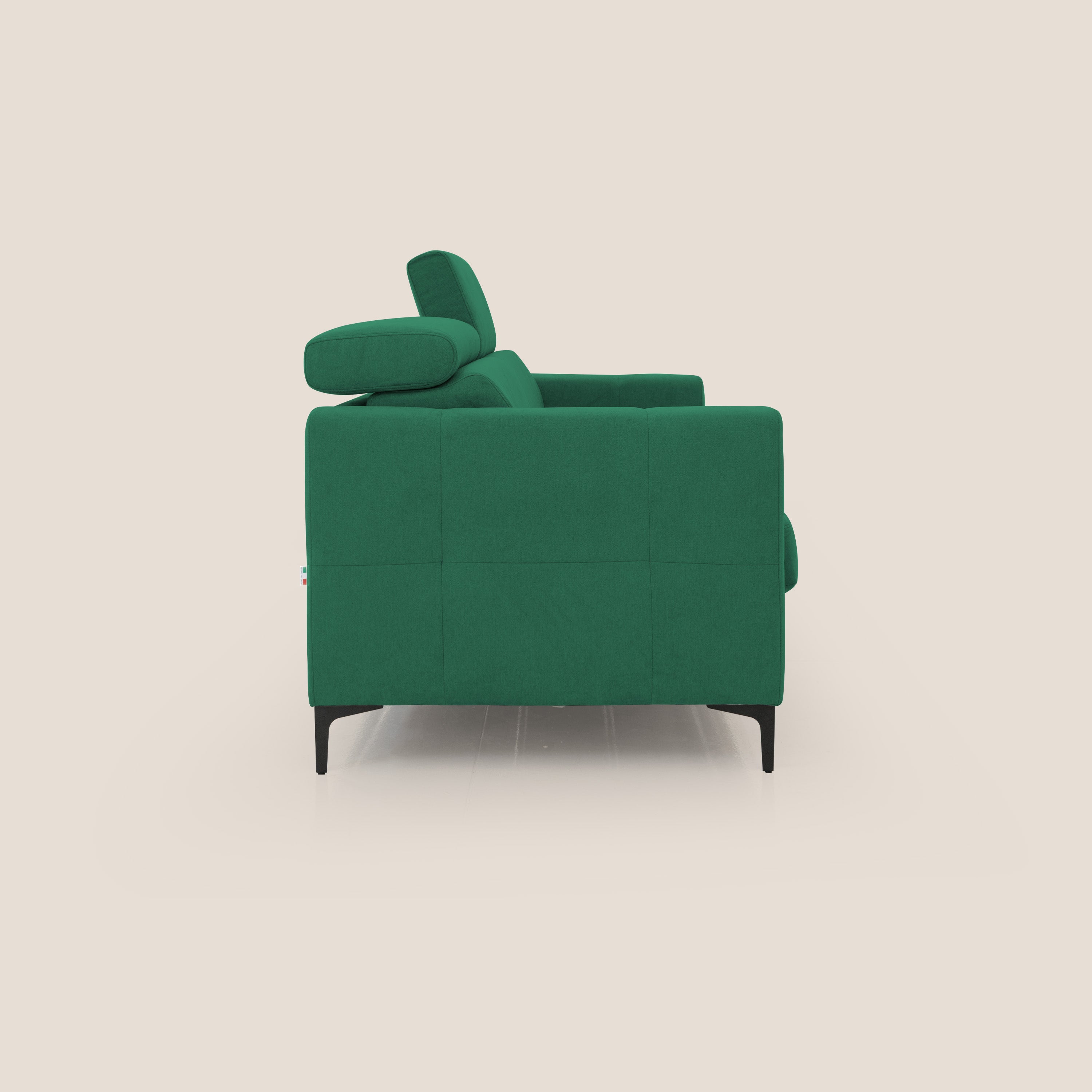 Gardenia divano letto materasso alto 18 cm con poggiatesta reclinabili e rivestimento impermeabile T02 verde - divani.store