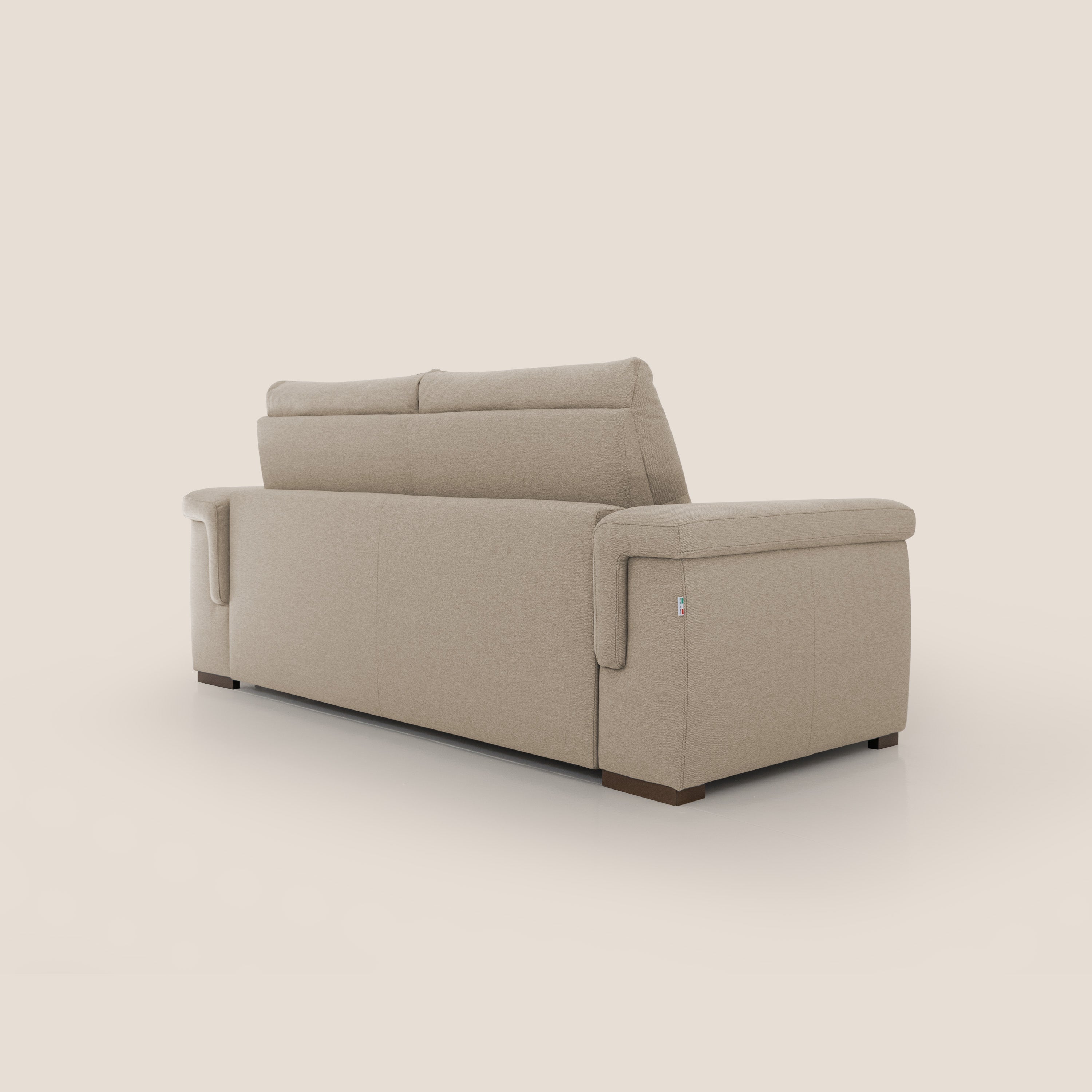 Magnolia divano letto con materasso alto 18 cm morbido schienale alto in tessuto smacchiabile T05 beige - divani.store