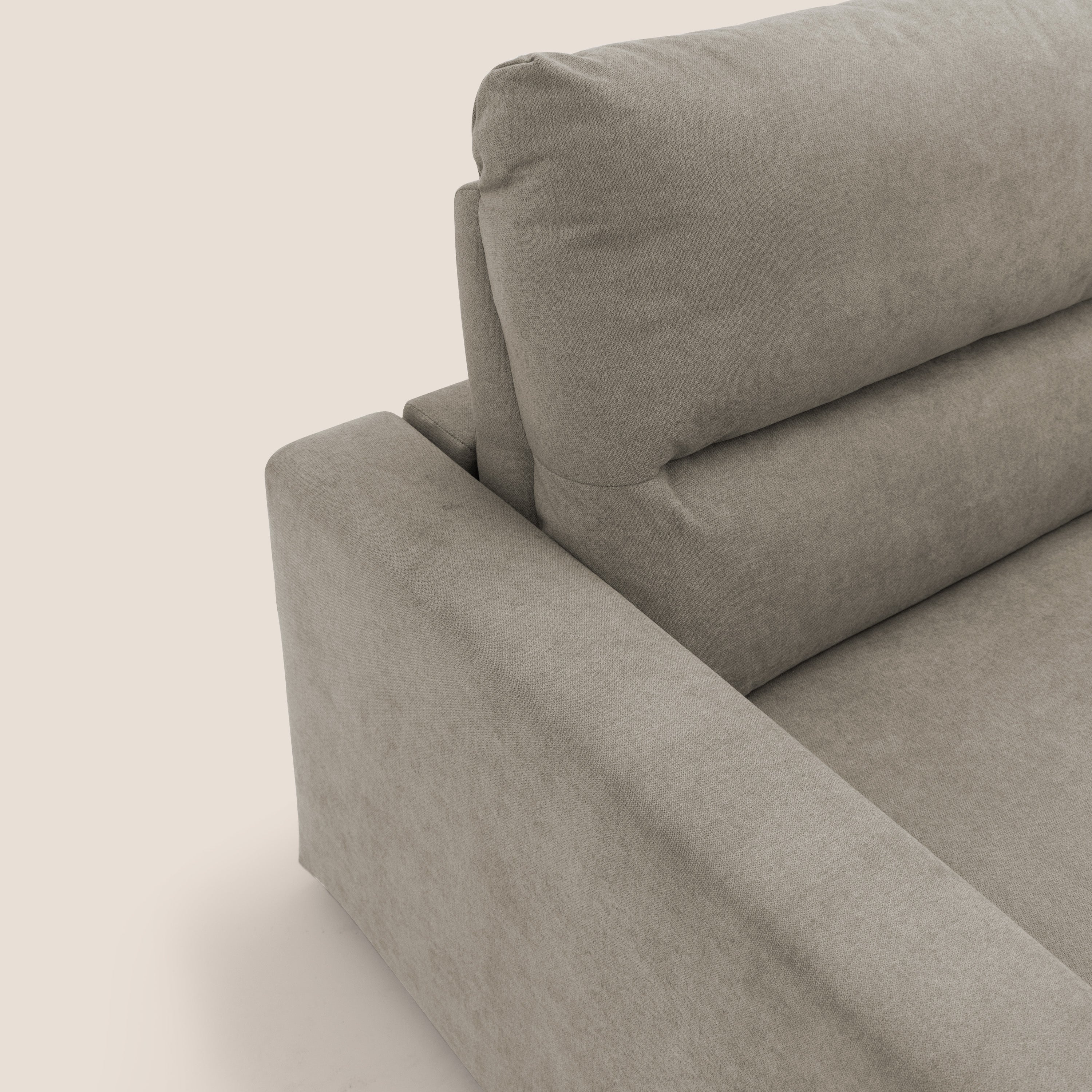 Paloma divano letto con materasso alto 18 cm con Aloe Vera in tessuto impermeabile talpa - divani.store