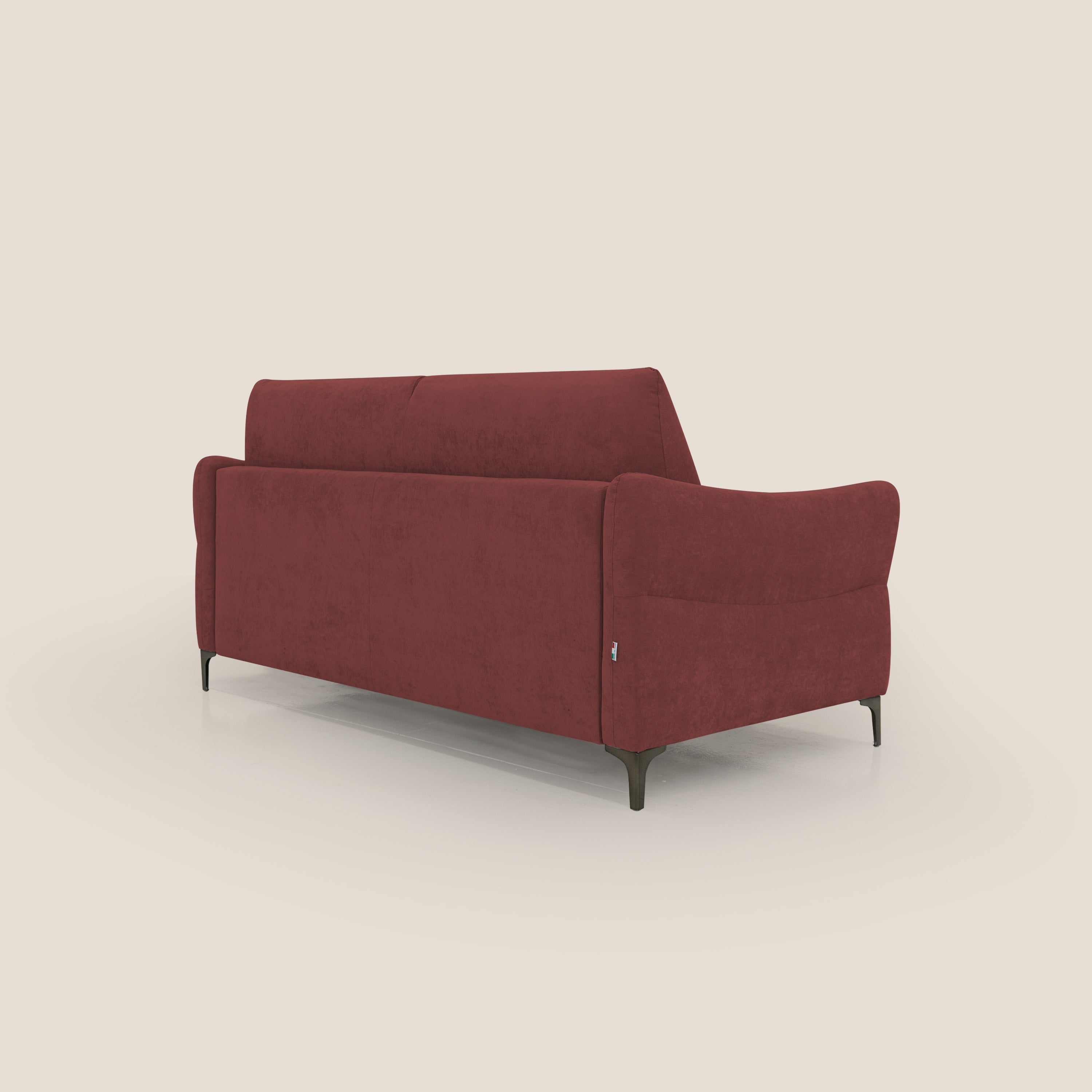 Dalia divano letto con materasso H18 cm e piedi alti in raffinato tessuto smacchiabile T17 rosso - divani.store