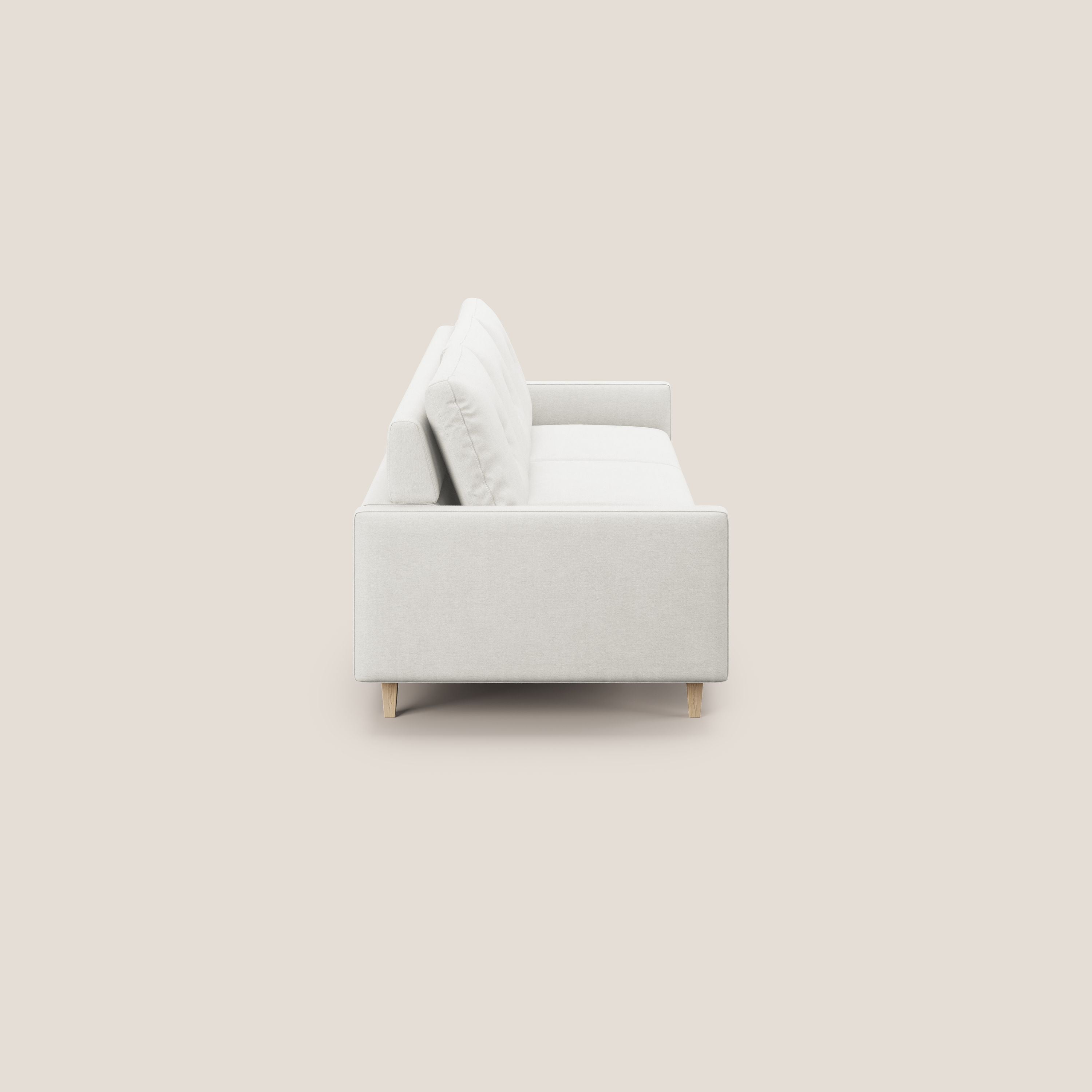 Matisse divano a 3 sedute allungabili e schienali in piuma d'oca in tessuto smacchiabile T17 bianco - divani.store