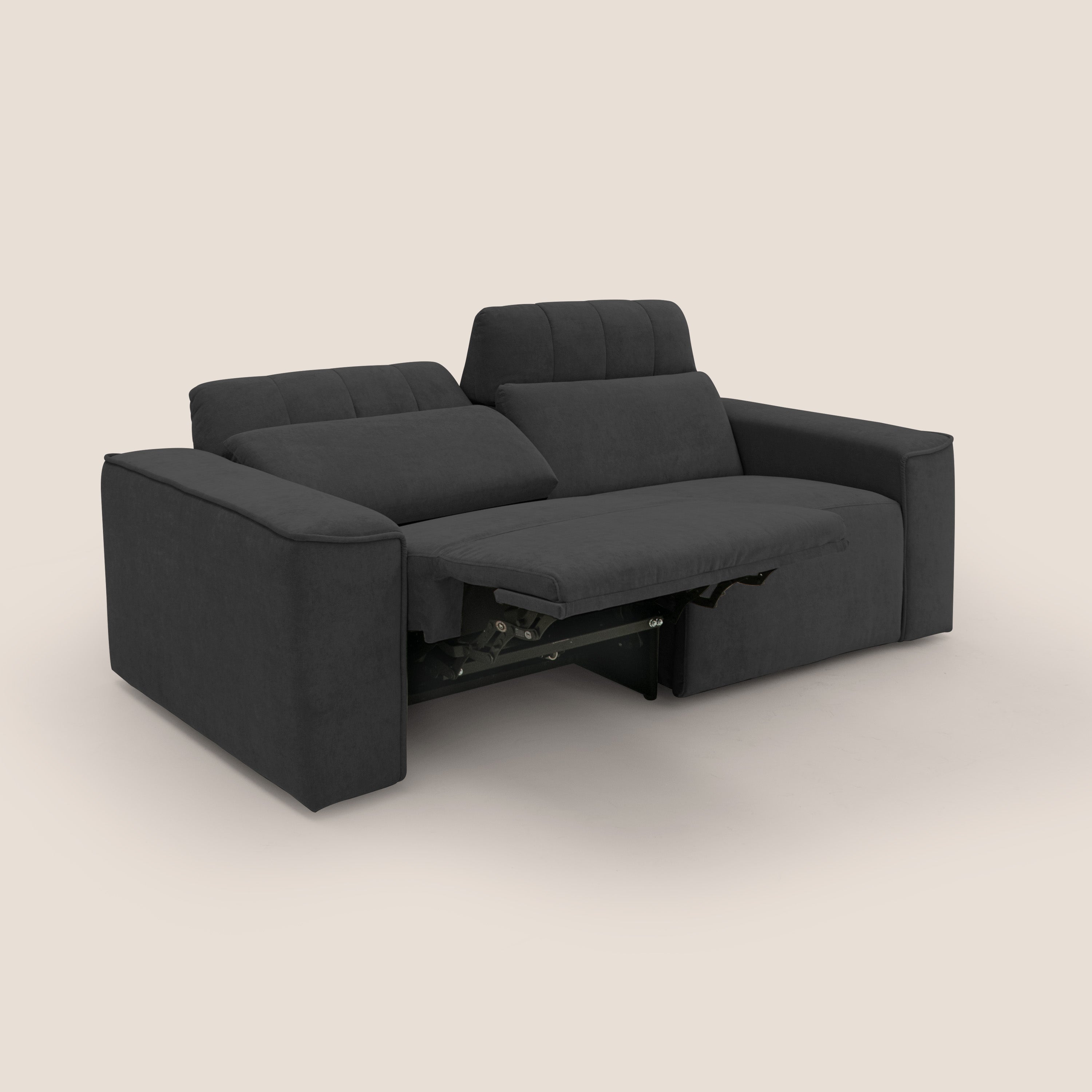 Clark Divano modulare con opzione relax elettrico in tessuto smacchiabile impermeabile T17 nero - divani.store